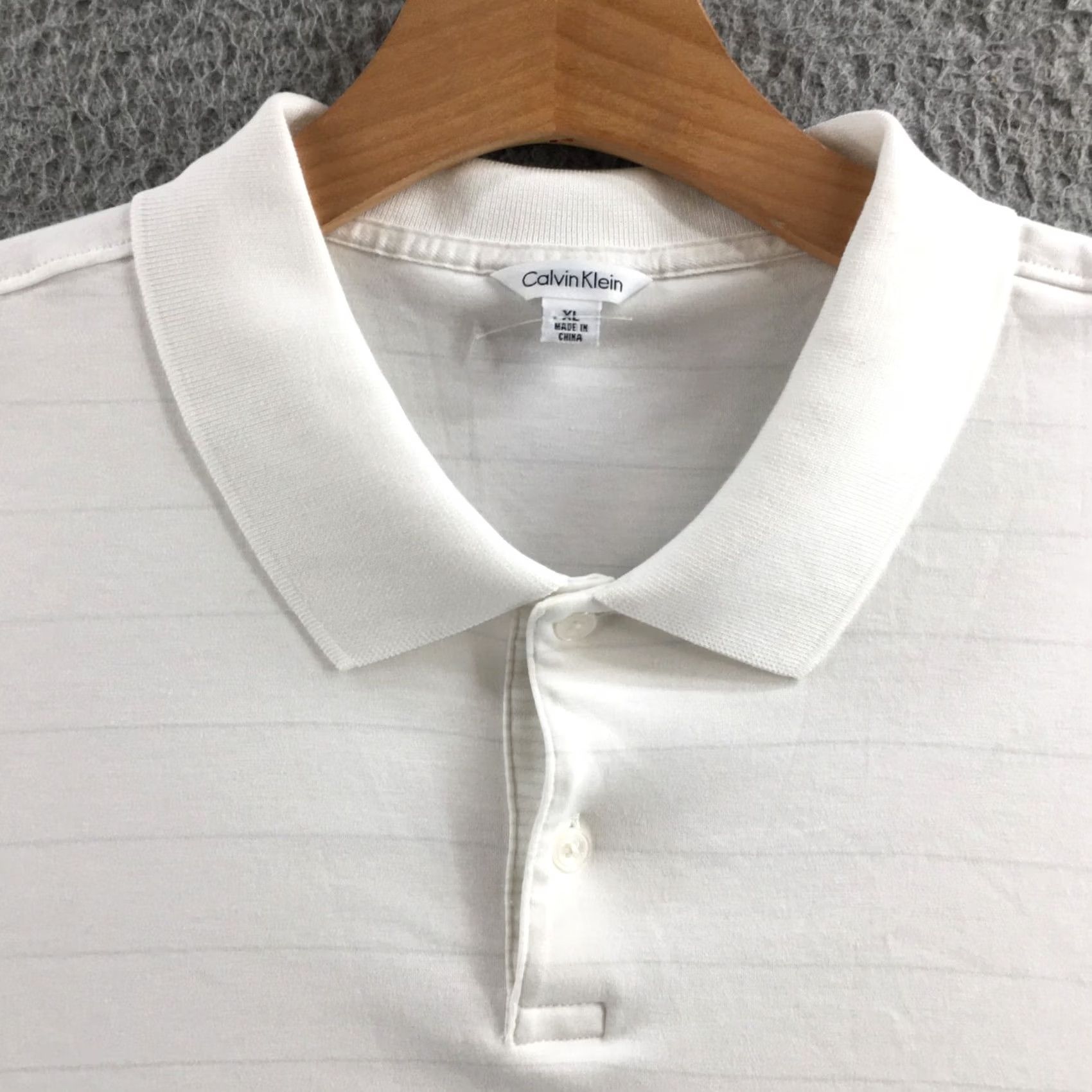 Calvin Klein Calvin Klein Polo Shirt Mens XL White Stripe Cotton Short Sleeve Collared Casual Size US XL / EU 56 / 4 - 3 Thumbnail