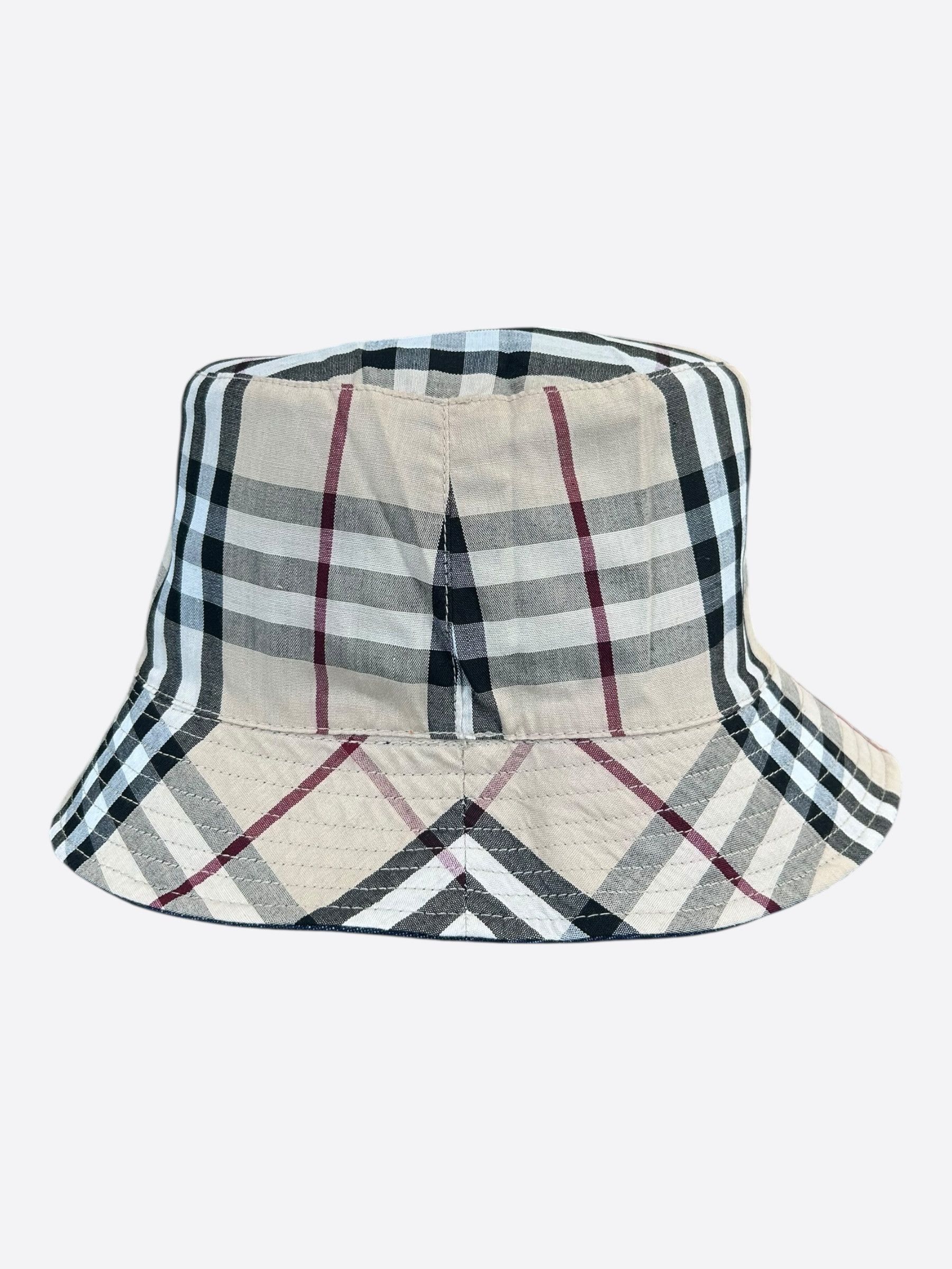 Louis Vuitton Burberry Checkered Tan & Blue Denim Reversible Bucket Hat Size ONE SIZE - 3 Thumbnail