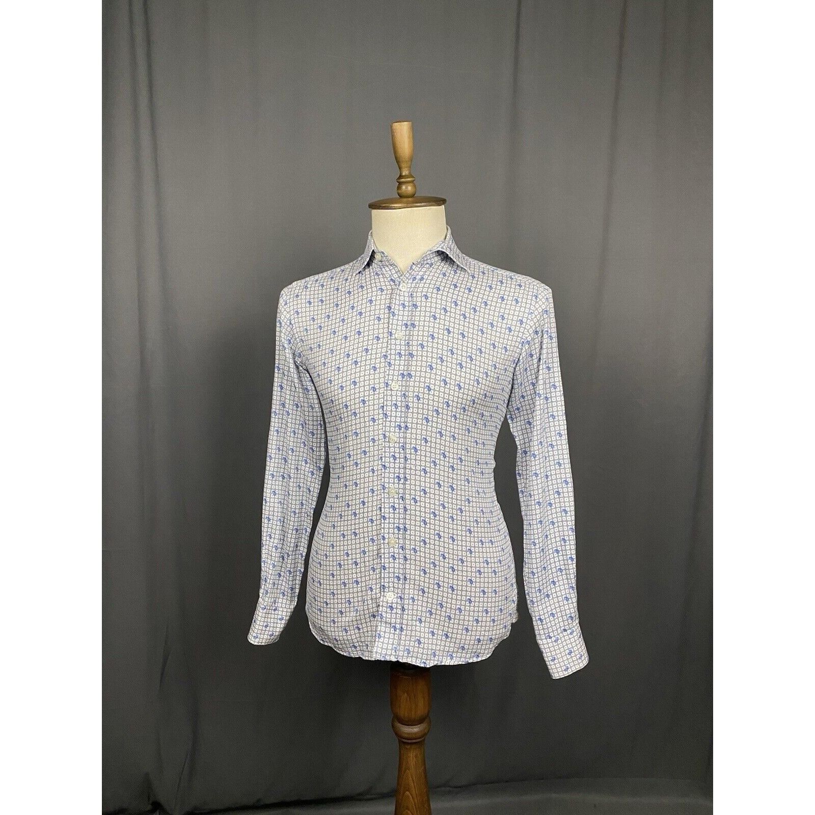 Etro Etro Paisley Men's White Blue Longsleeve Checked Shirt Size Size US S / EU 44-46 / 1 - 3 Thumbnail