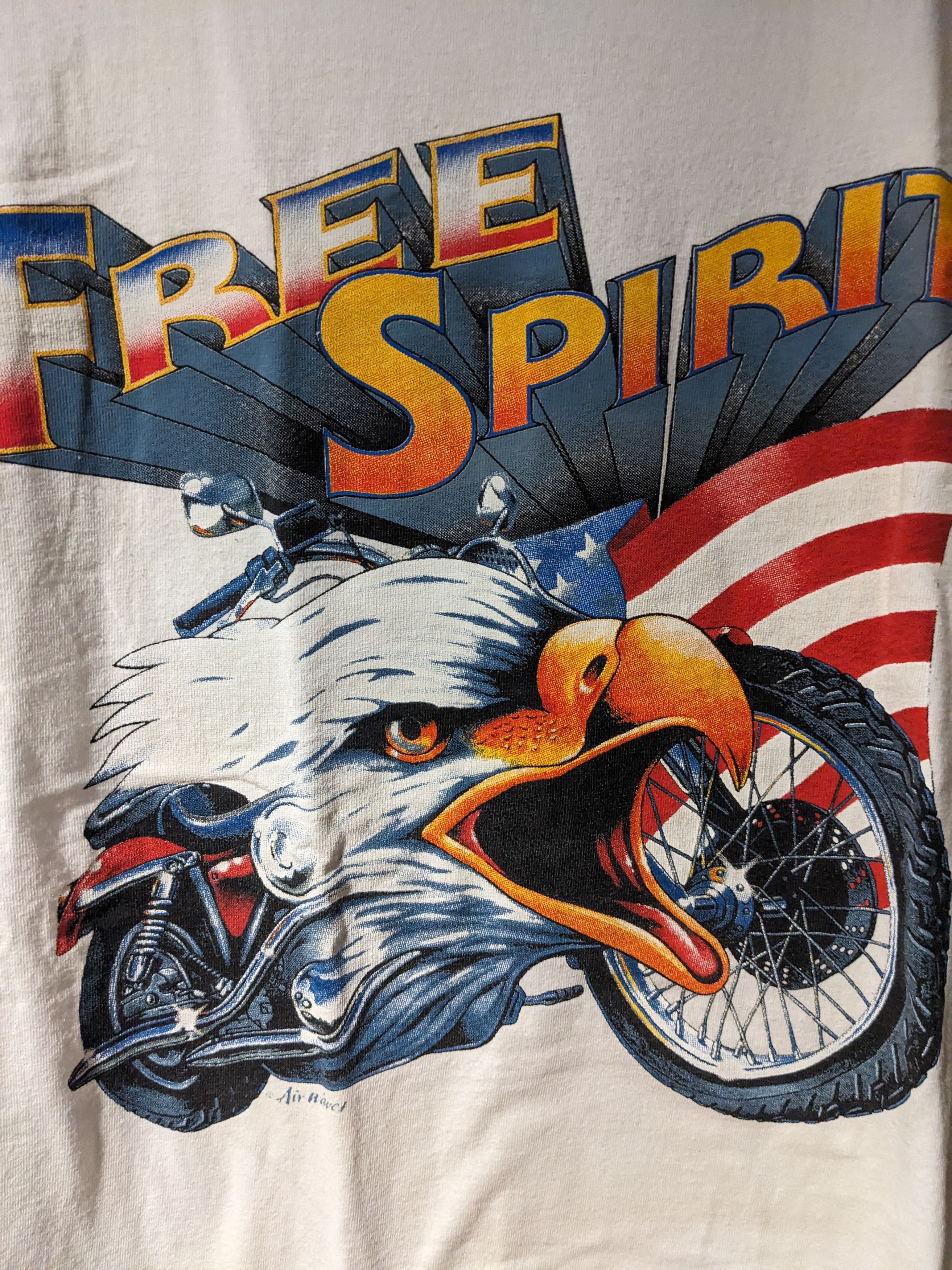 Harley Davidson × Vintage Vintage 90s Free Spirit Harley Davidson Eagle T-Shirt Size US XL / EU 56 / 4 - 2 Thumbnail