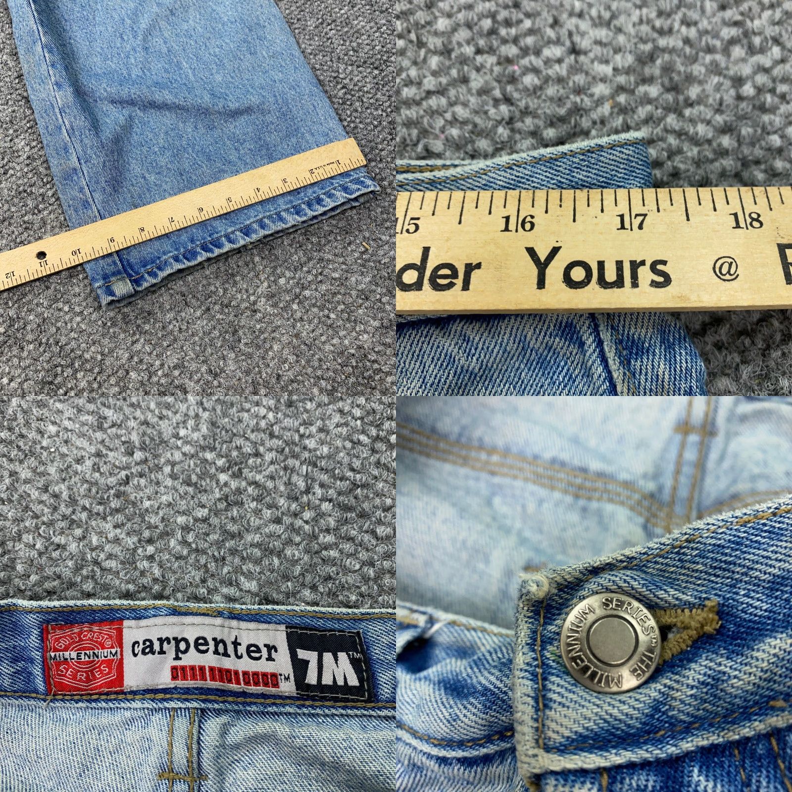 Bugle Boy VINTAGE Bugle Boy Jeans Mens 34x31 Distressed Carpenter Baggy Blue 90s Grunge Size US 36 / EU 52 - 8 Thumbnail