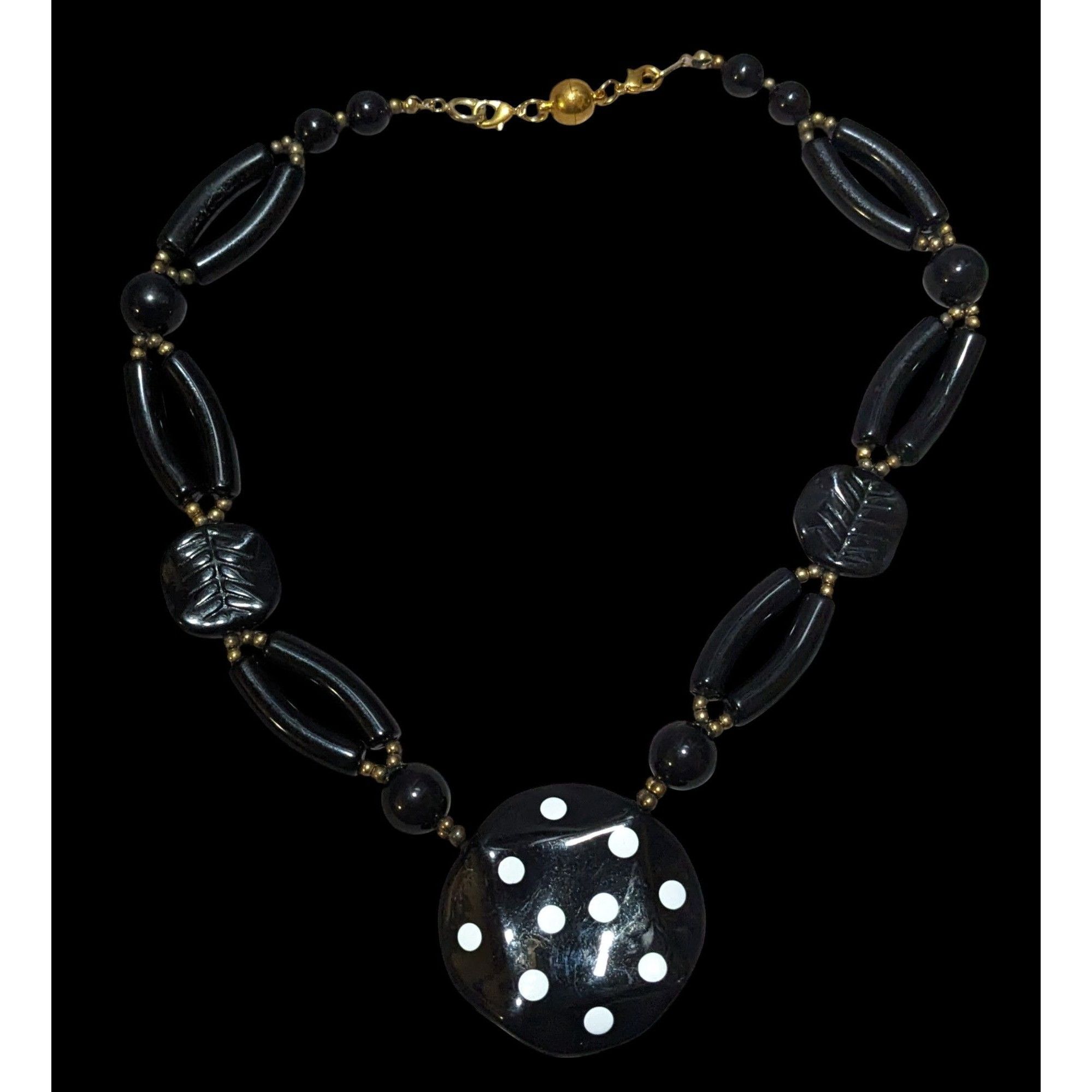 Other Vintage 70s Black Lucite Statement Necklace Size ONE SIZE - 1 Thumbnail