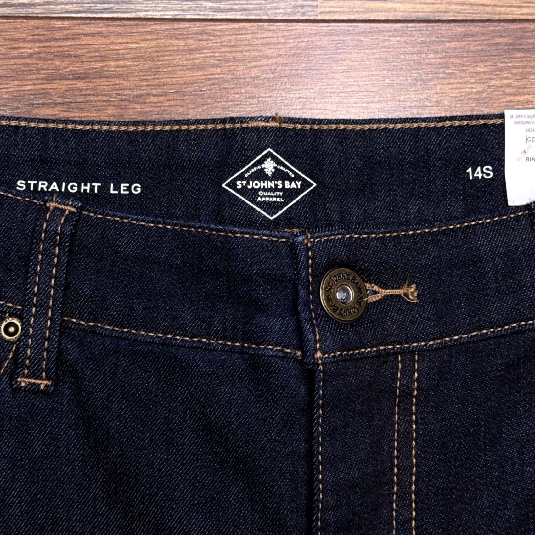 Vintage St Johns Bay Jeans Womens 14S Rinse Stretch Regular Straight 5-Pocket Denim Blue Size 36" / US 14 / IT 50 - 4 Thumbnail