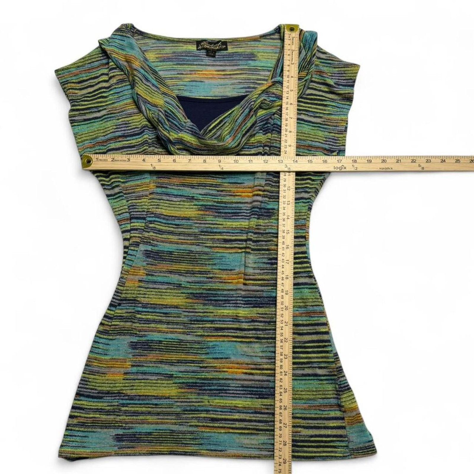Almost Famous Absolutely CowlNeck Layered striped Short Sleeve Top Size L Size L / US 10 / IT 46 - 3 Thumbnail