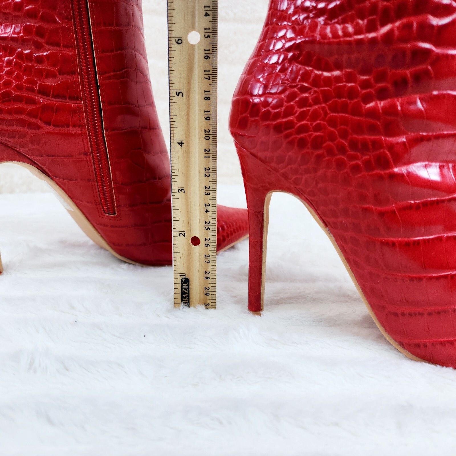 Other Flirty Red Snake Texture Knee High Heel Stiletto Boots Sexy Size US 6 / IT 36 - 8 Thumbnail