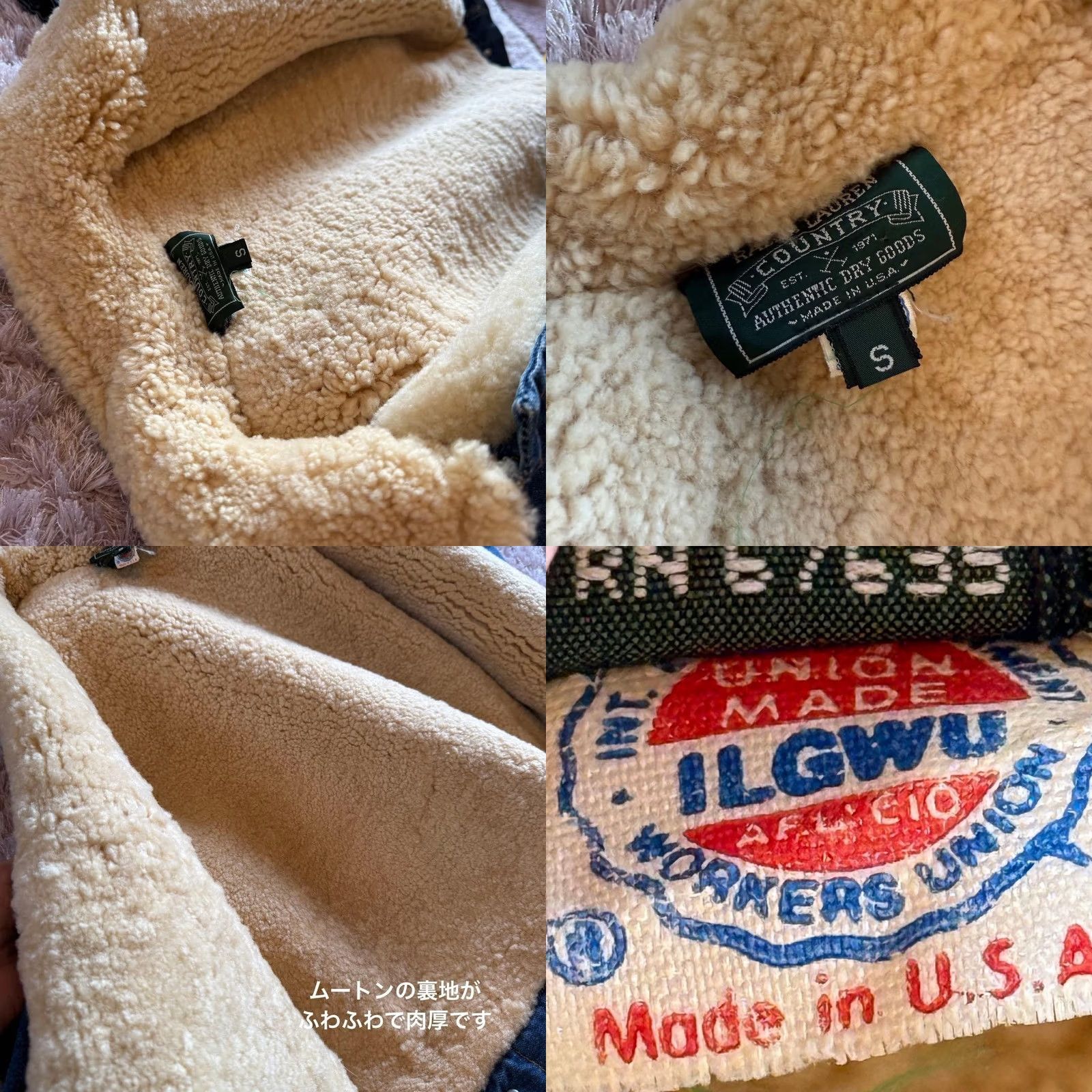 Polo Ralph Lauren 80s Ralph Lauren Country Shearling Denim Jacket Vintage Women Rare Used JAPAN Size S / US 4 / IT 40 - 8 Thumbnail