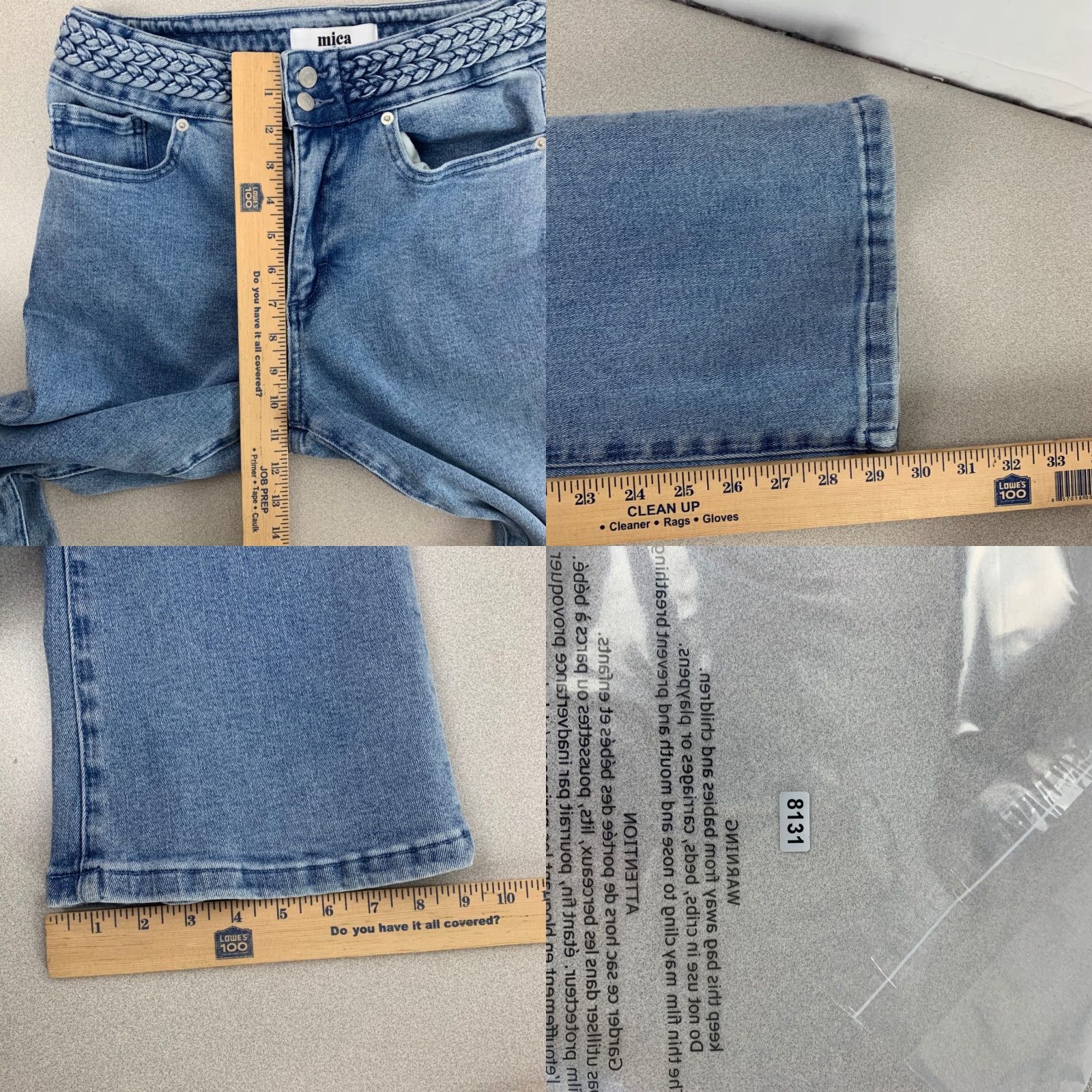 Vintage Mica Denim Flare Jeans Womens 28 Blue Braided Waist High Rise MDP-B3257 Size 28" / US 6 / IT 42 - 8 Thumbnail