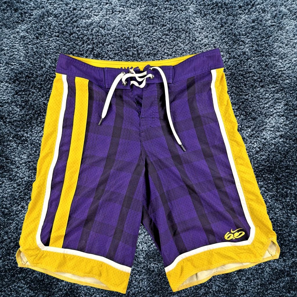 Nike Board Shorts Men’s 30 Purple Yellow Plaid 6.0 Skate Surf Baggy Y2K, Men's