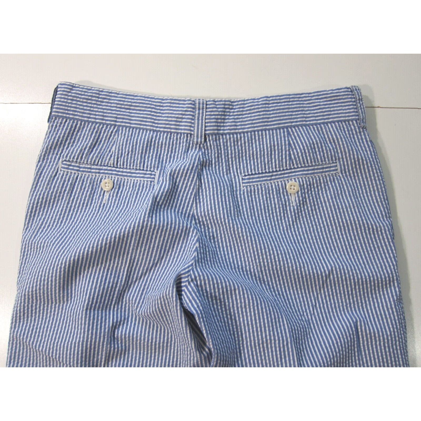 Polo Ralph Lauren VINTAGE Ralph Lauren Sport Bermuda Short Women 2 Flat Front Cotton Blue White Stripe Shorts, 31" Waist, 12" Inseam Size 24" / US 00 / IT 34 - 5 Thumbnail