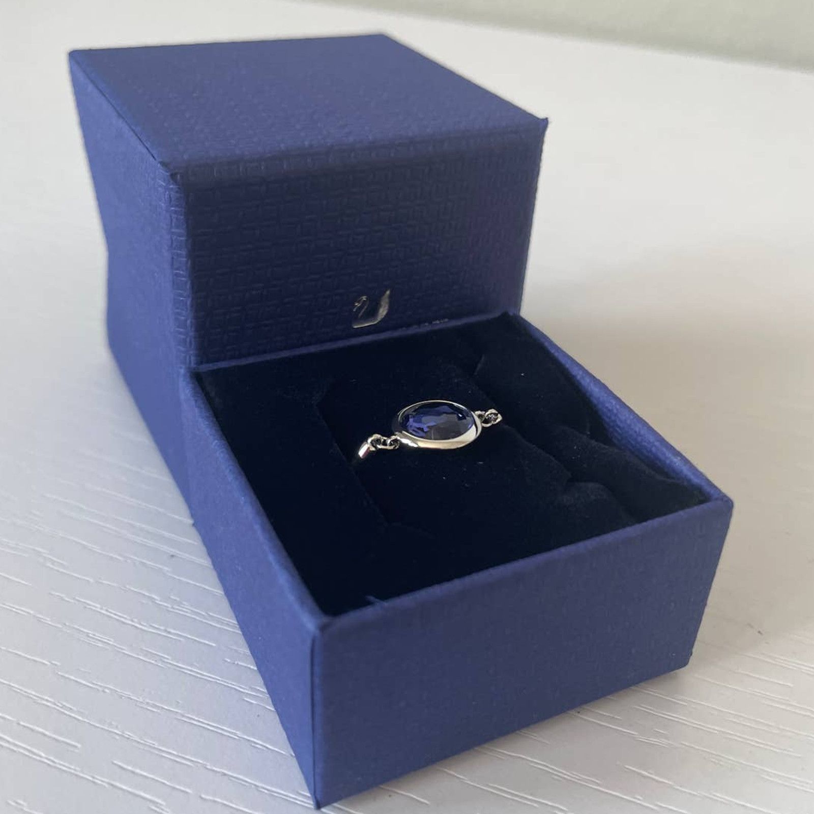 Swarovski Swarovski Tahlia ring Round, Blue, Rhodium plated size 7 Size ONE SIZE - 2 Thumbnail