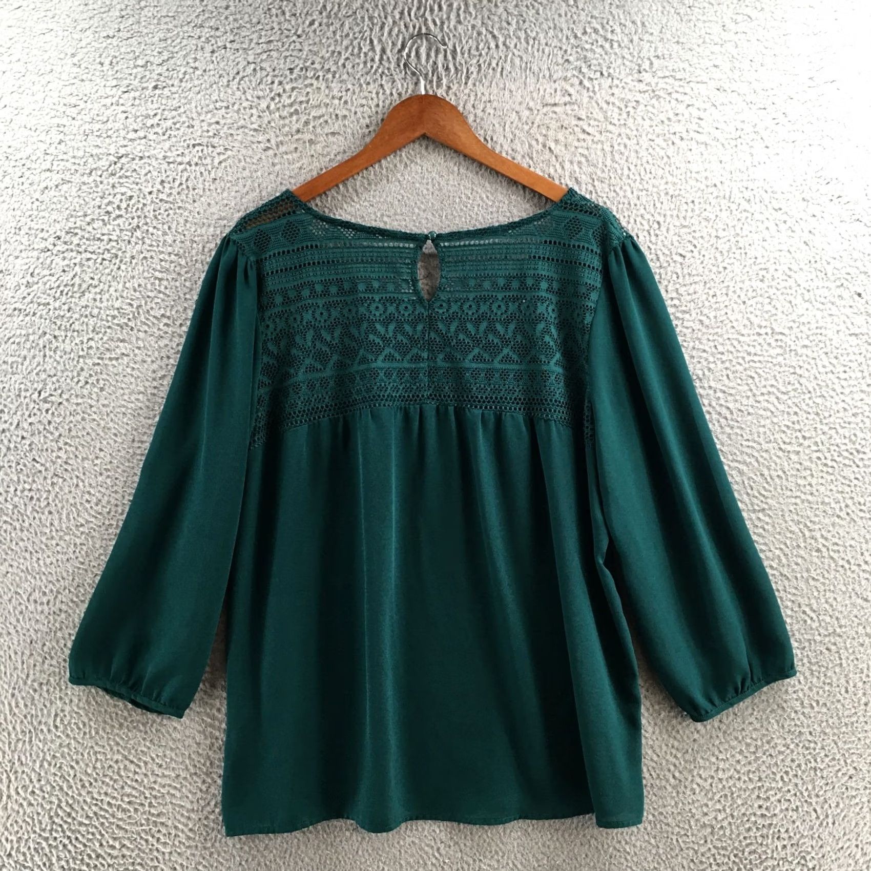 Vintage Maurices Blouse Top Womens XL Green Long Sleeve Crew Neck Pullover Embroidered Size XL / US 12-14 / IT 48-50 - 7 Thumbnail