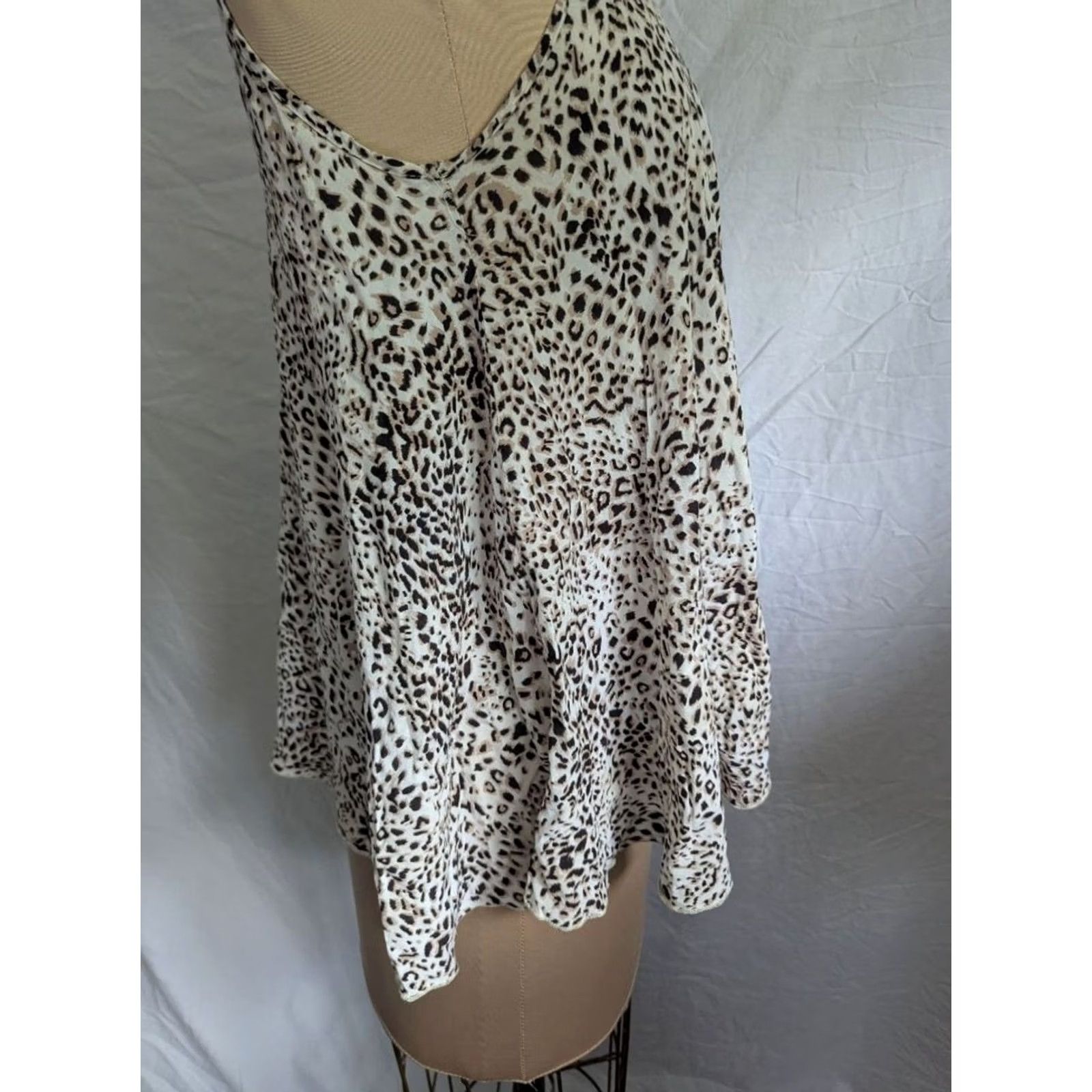 Vintage Kirra Leopard Print Trapeze Top Spaghetti Strap Women’s Sz S Asymmetrical Hem Tank Brown Error Size S / US 4 / IT 40 - 3 Thumbnail