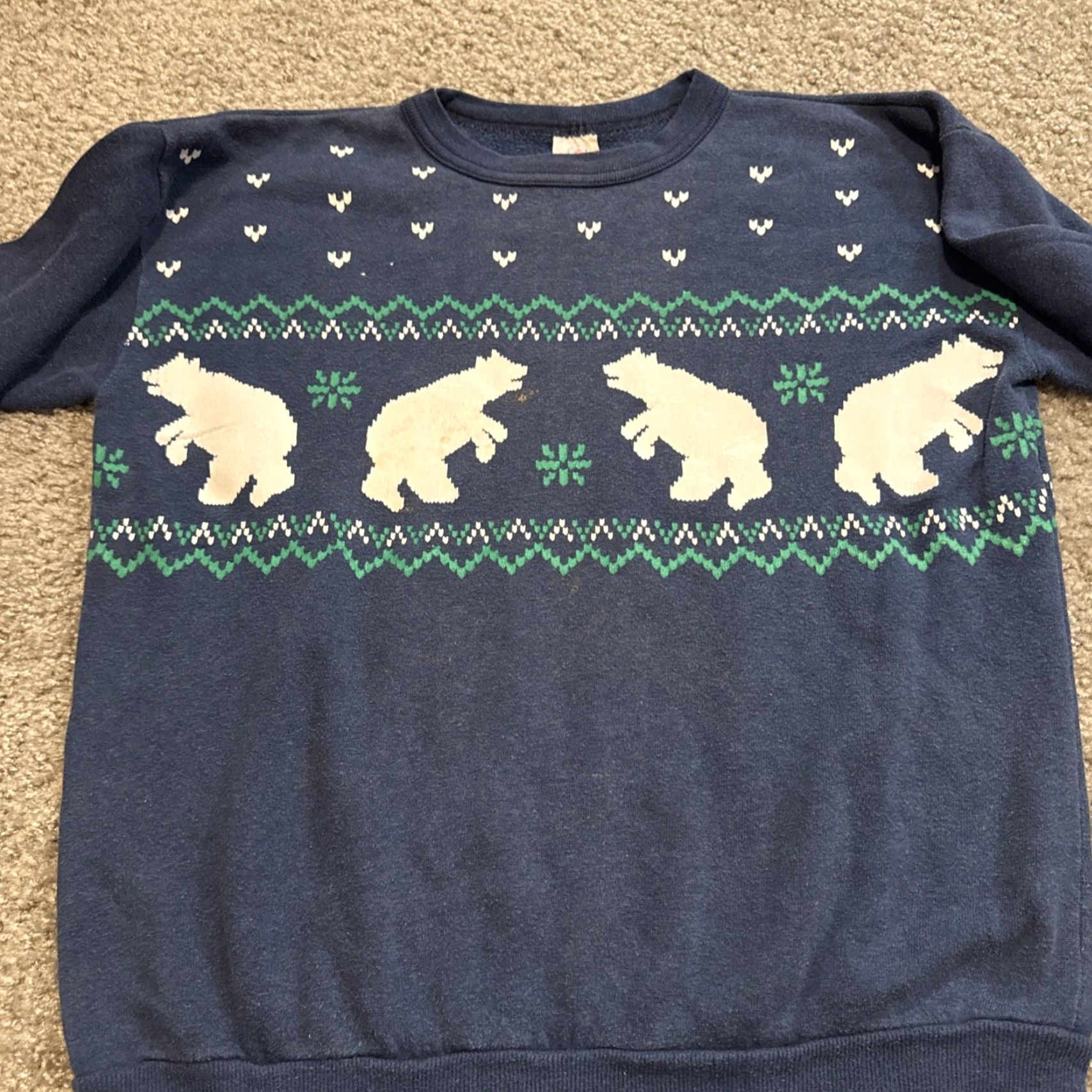 Tultex VINTAGE 80s Christmas Polar Bear Navy Tultex Crewneck Sweatshirt Large Unisex Adults M Blue Pullover Sweatshirt Size US M / EU 48-50 / 2 - 3 Thumbnail