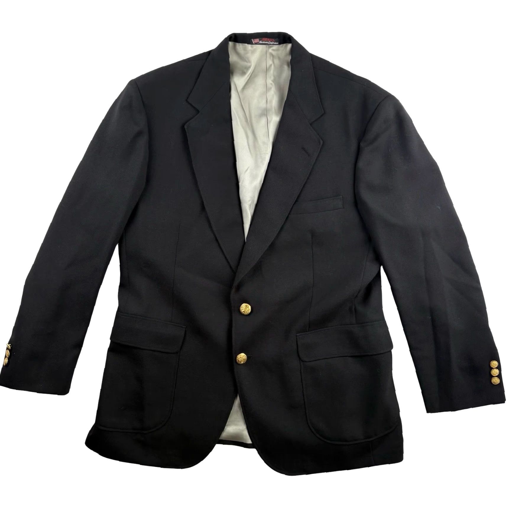 Stafford Stafford Men’s Blazer Gold Button Performance Blend Black USA 42R Size 42R - 2 Thumbnail