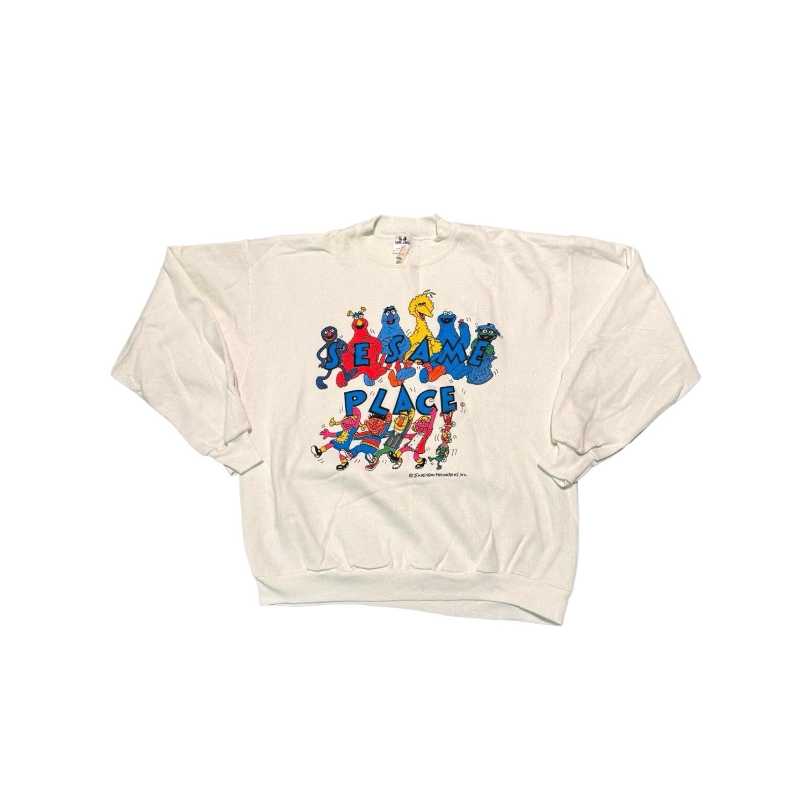 Vintage VINTAGE Sesame Place Elmo Big Bird White Sweatshirt Large NWT USA Shirt Mens 90s Graphic Print Crew Neck Cotton Knit Sungert? Size US L / EU 52-54 / 3 - 2 Thumbnail