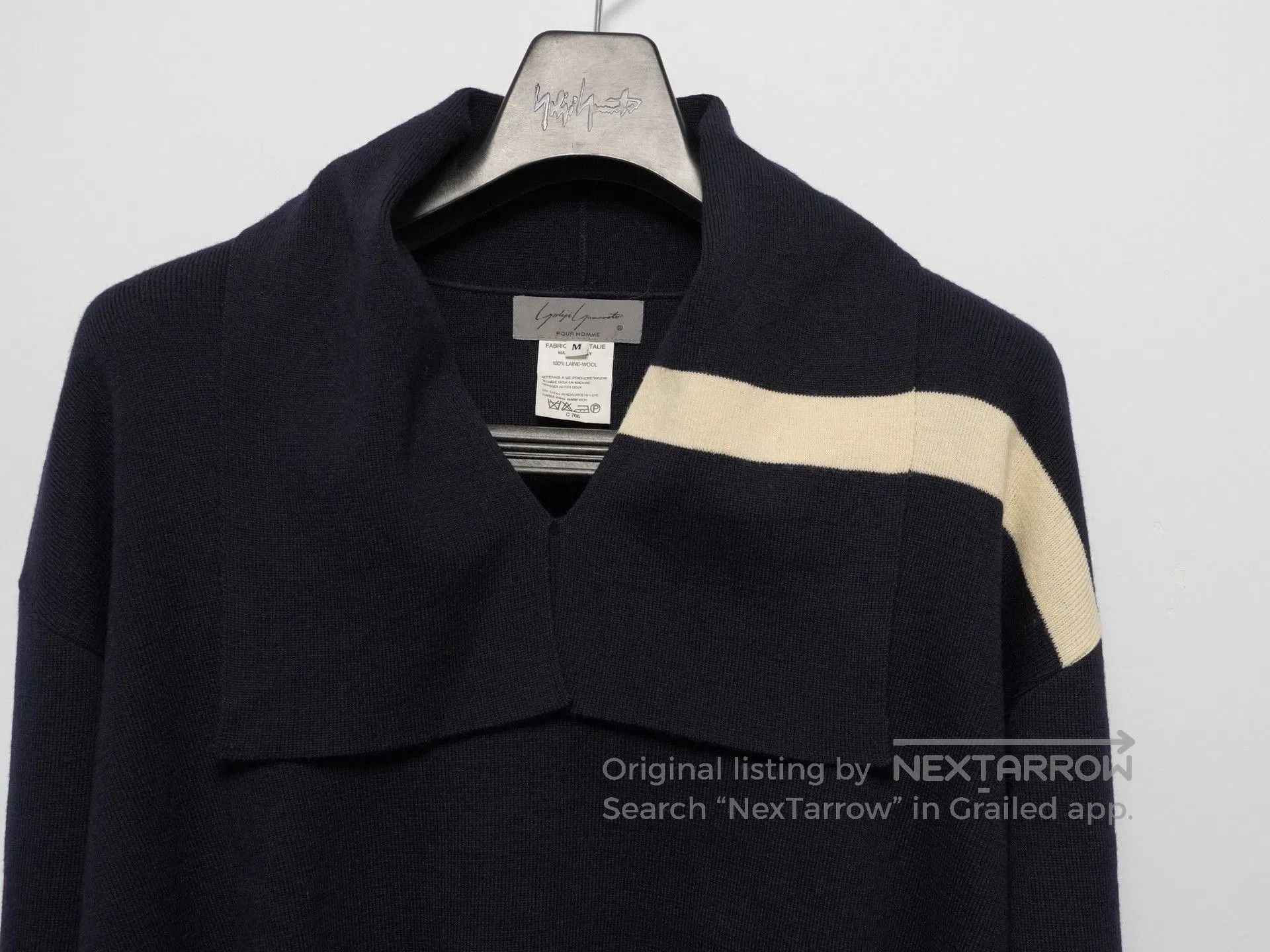 Yohji Yamamoto Yohji Yamamoto 1980ss Navy Collar Wool Sweater. Size US M / EU 48-50 / 2 - 2 Thumbnail
