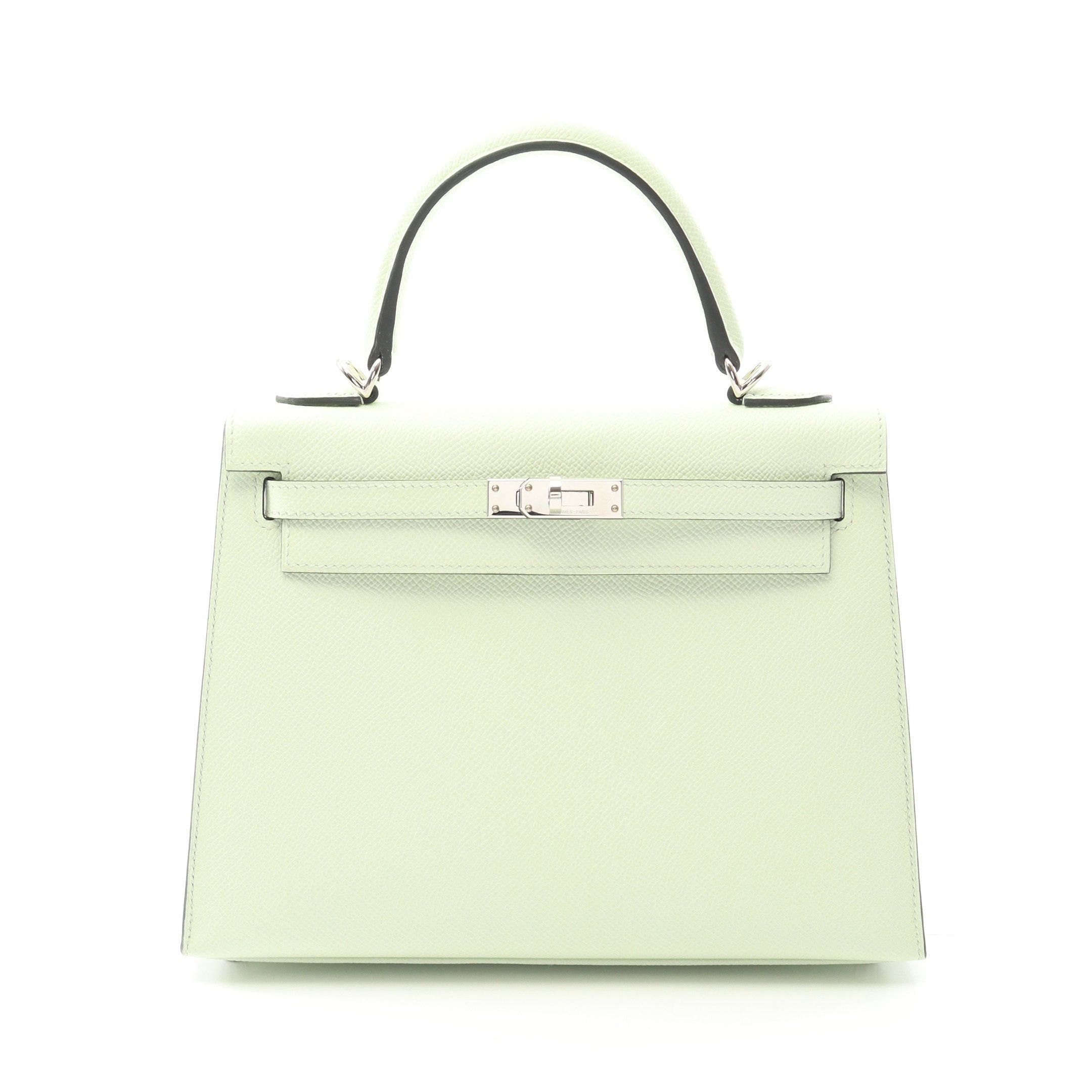 Hermes Hermes Kelly 25 Handbag Veau Epsom Light Green Silver Hardware Outside Sewing Double Engraved Size ONE SIZE - 1 Thumbnail