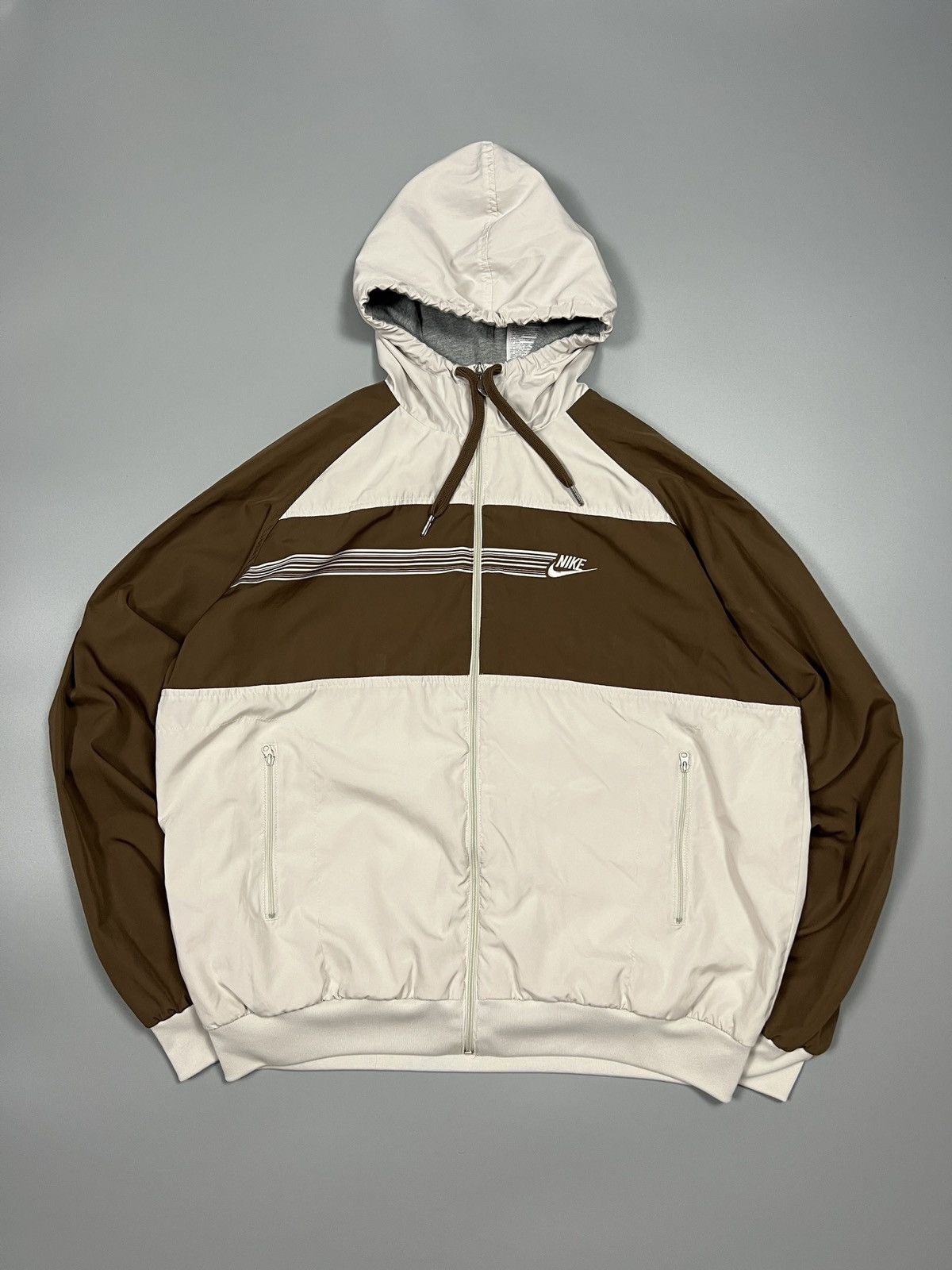 Nike × Vintage Nike Vintage Brown and White Track Jacket Drill 
