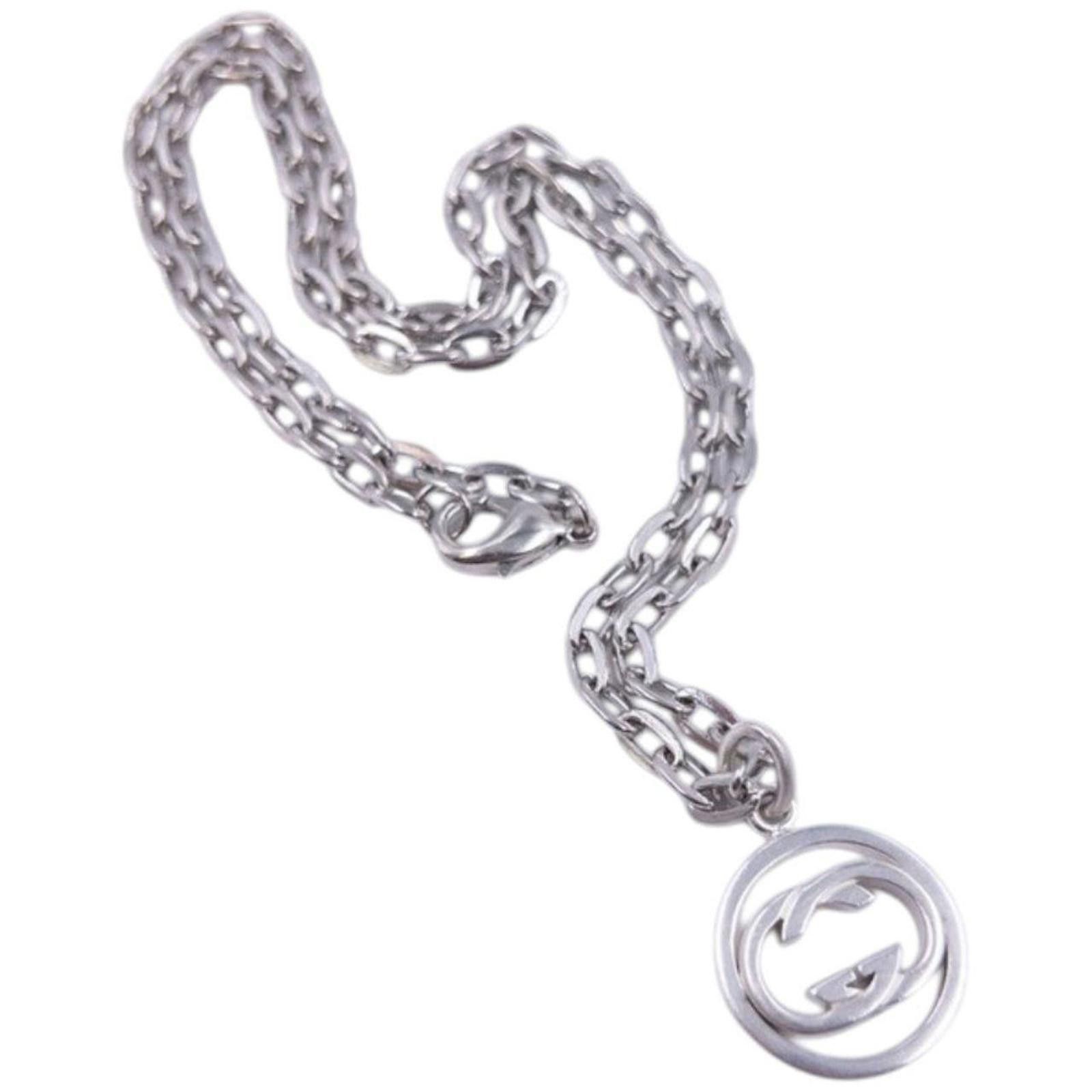Gucci Vintage Gucci Silver Logo Necklace Size ONE SIZE - 3 Thumbnail
