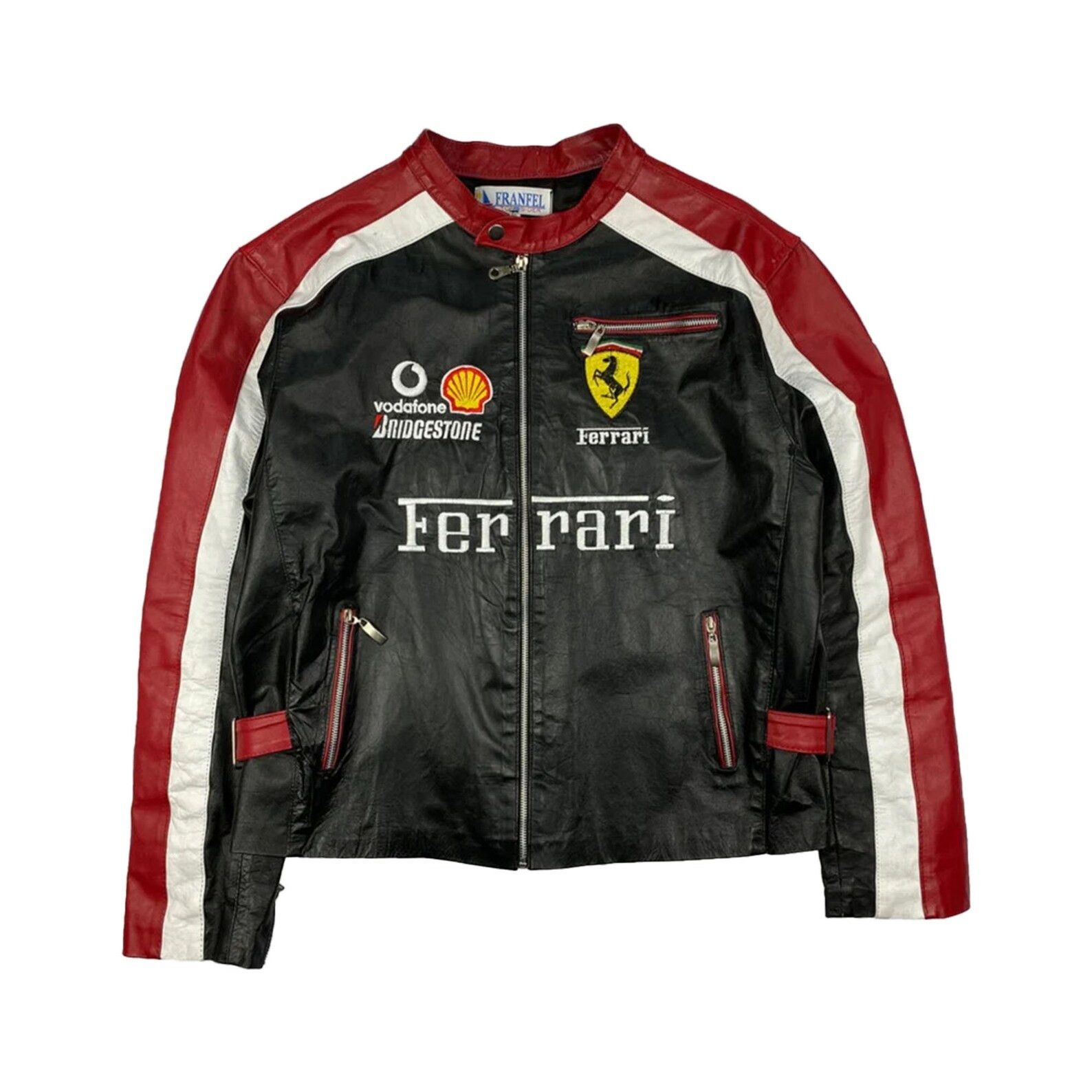 image of Ferrari Leather Jacket Ferrari Racing Genuine Cowhide Jacket in Black, Men's (Size Small)