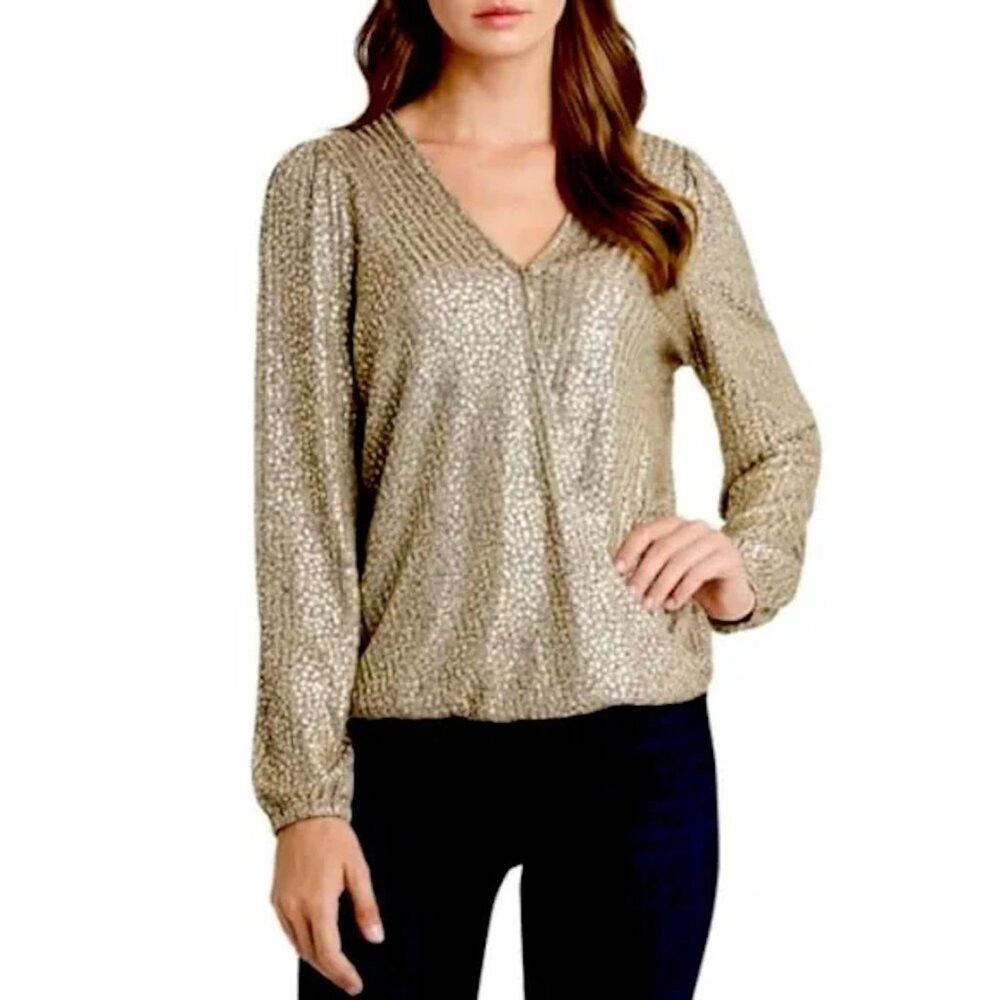 Vince Camuto NWT New $69 Vince Camuto Shimmer Metallic Gold Wrap Long Sl Size S / US 4 / IT 40 - 1 Thumbnail
