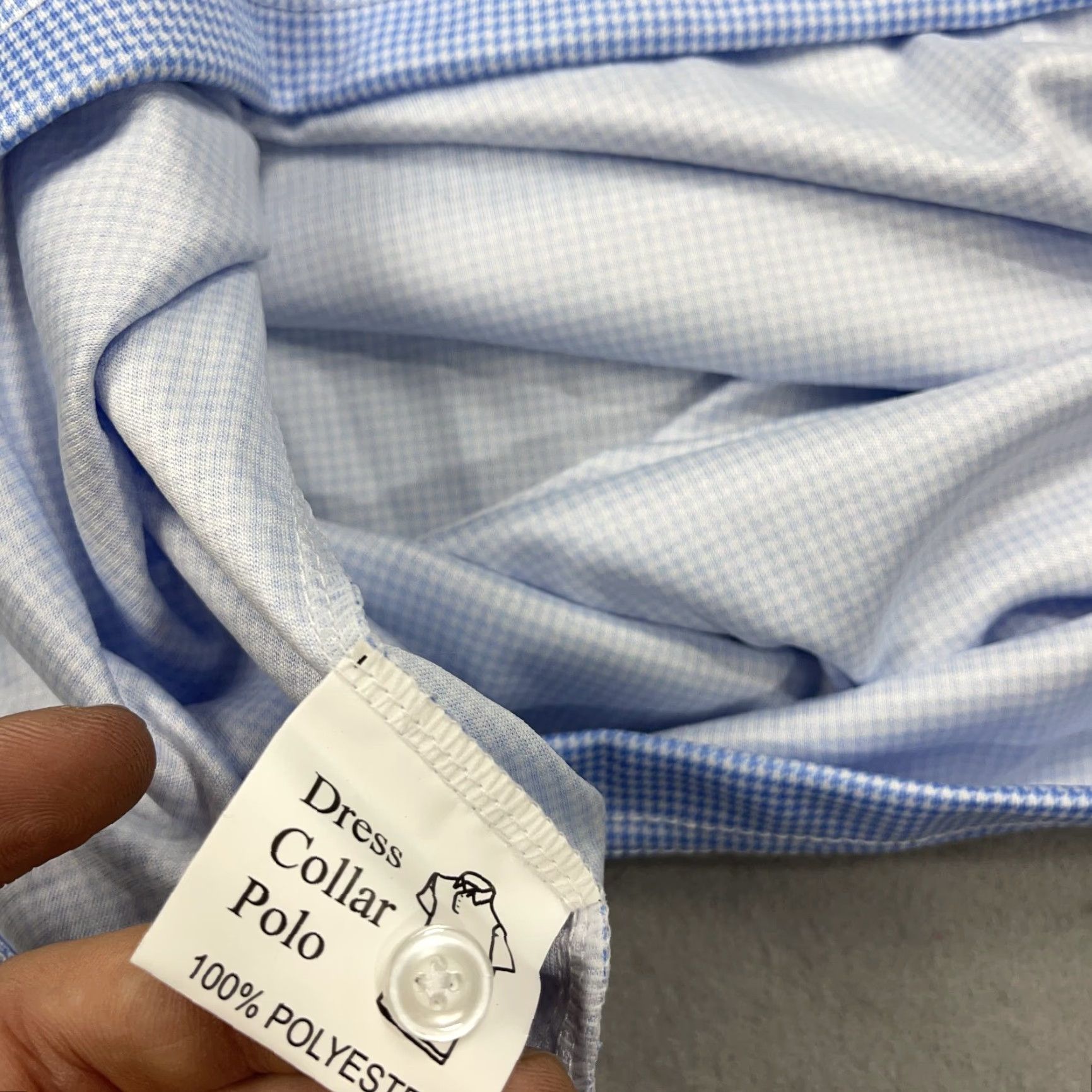 CO Collars & Co Polo Shirt Mens M Relaxed Blue Houndstooth Polo Casual Golf 90s Vintage? Size 40R - 5 Thumbnail