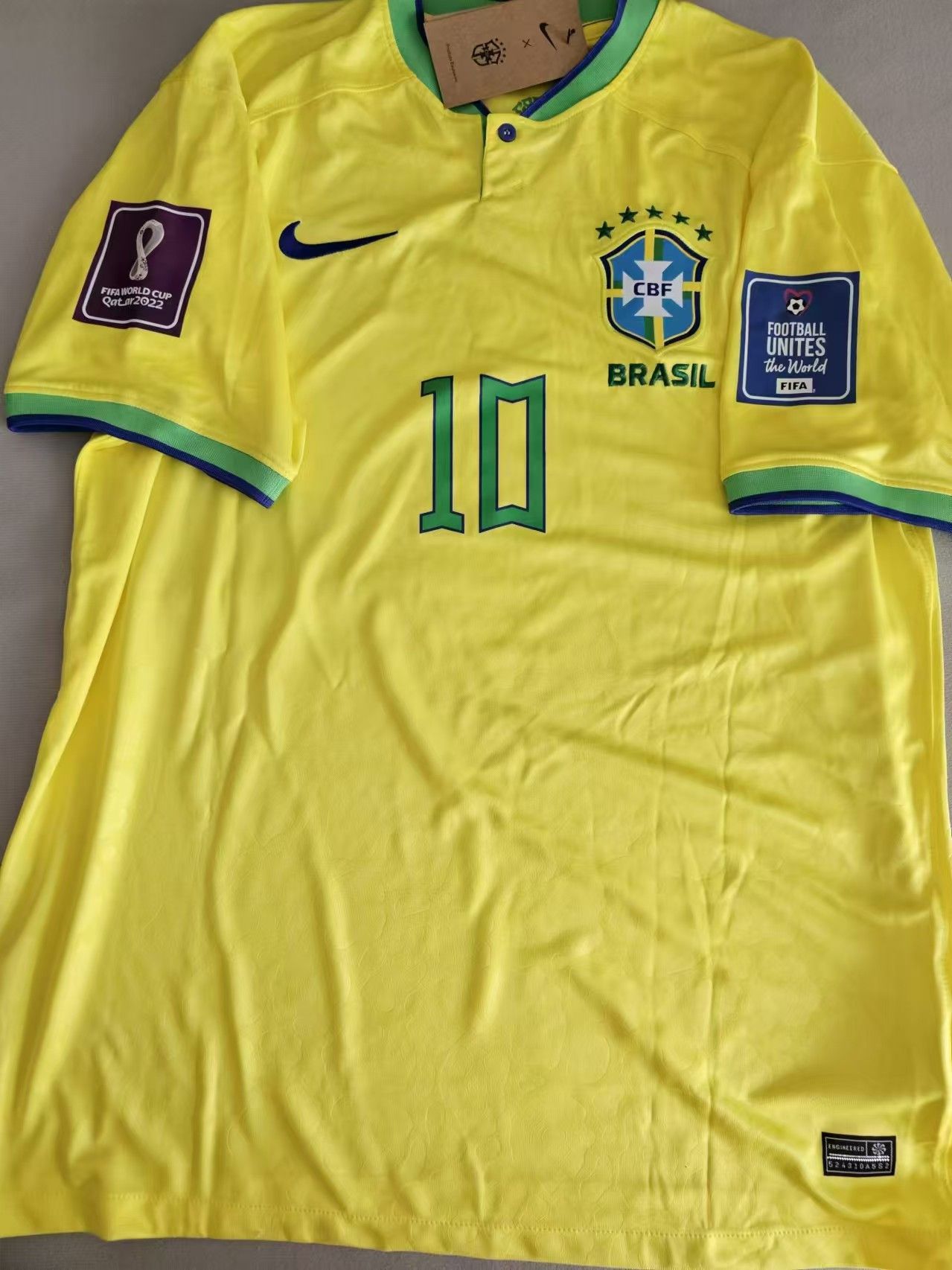 Nike 2022 World Cup Brazil 10 Neymar Jersey Home Size US XL / EU 56 / 4 - 2 Thumbnail