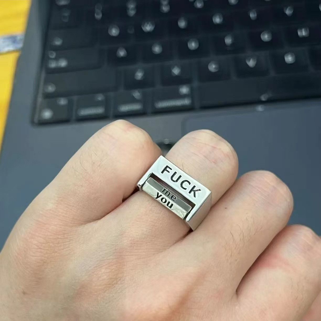 Jewelry Punk Jewelry Rings Open Size Chrome Ring (Size 7-13) Size ONE SIZE - 6 Thumbnail