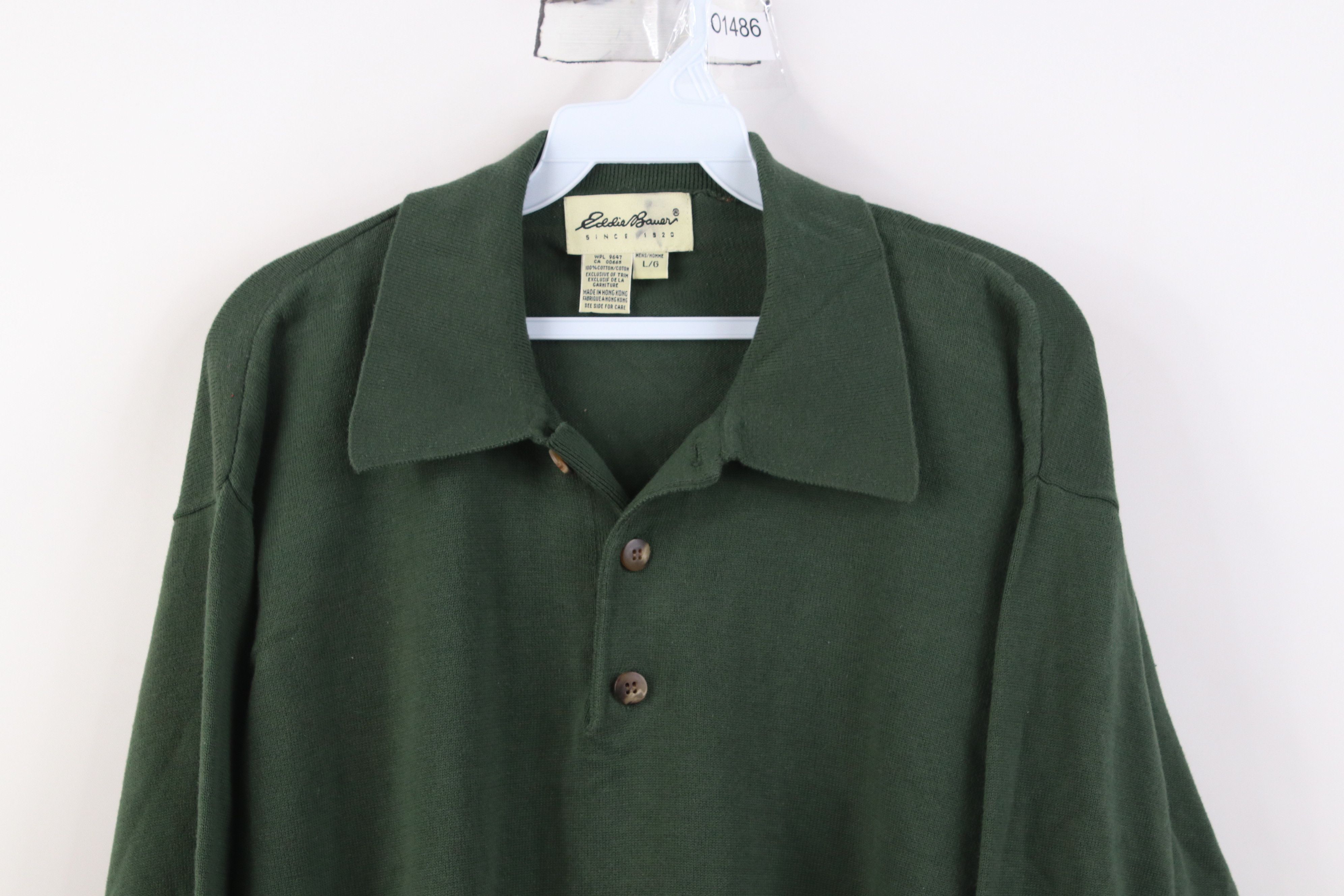 Eddie Bauer Vintage 90s Eddie Bauer Cotton Knit Collared Sweater Green Size US L / EU 52-54 / 3 - 2 Thumbnail