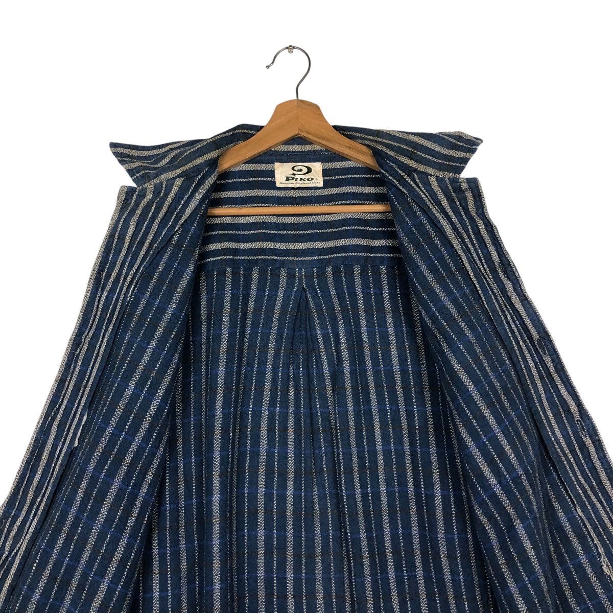 Indigo 📌Vintage Indigo Button Jacket Piko Striped Hickory Design Size US L / EU 52-54 / 3 - 15 Thumbnail