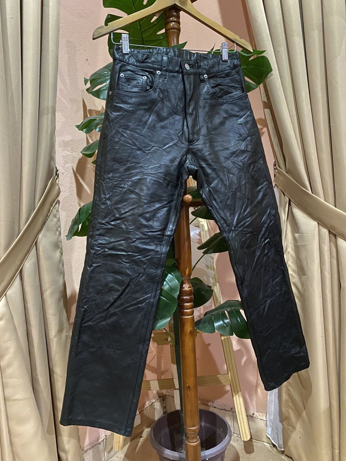 Genuine Leather Vintage WIND ARMOR Nichiwa Black Genuine American Leather Size US 27 - 3 Thumbnail