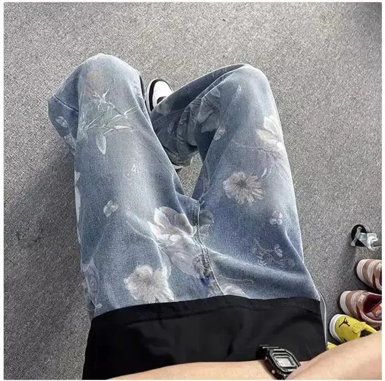 Japanese Brand Straight tube washed printed jeans Size US 32 / EU 48 - 3 Thumbnail