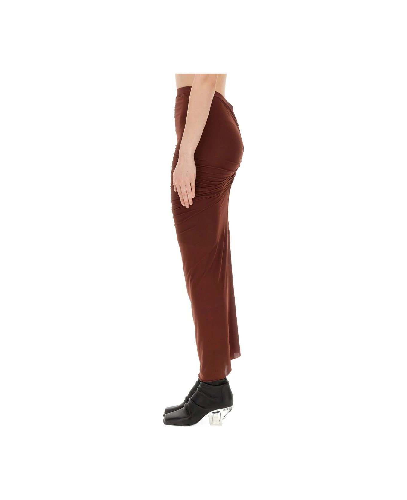Rick Owens o1y0126 Maxi Skirt in Chocolate Brown Size 26" / US 2 / IT 38 - 4 Thumbnail
