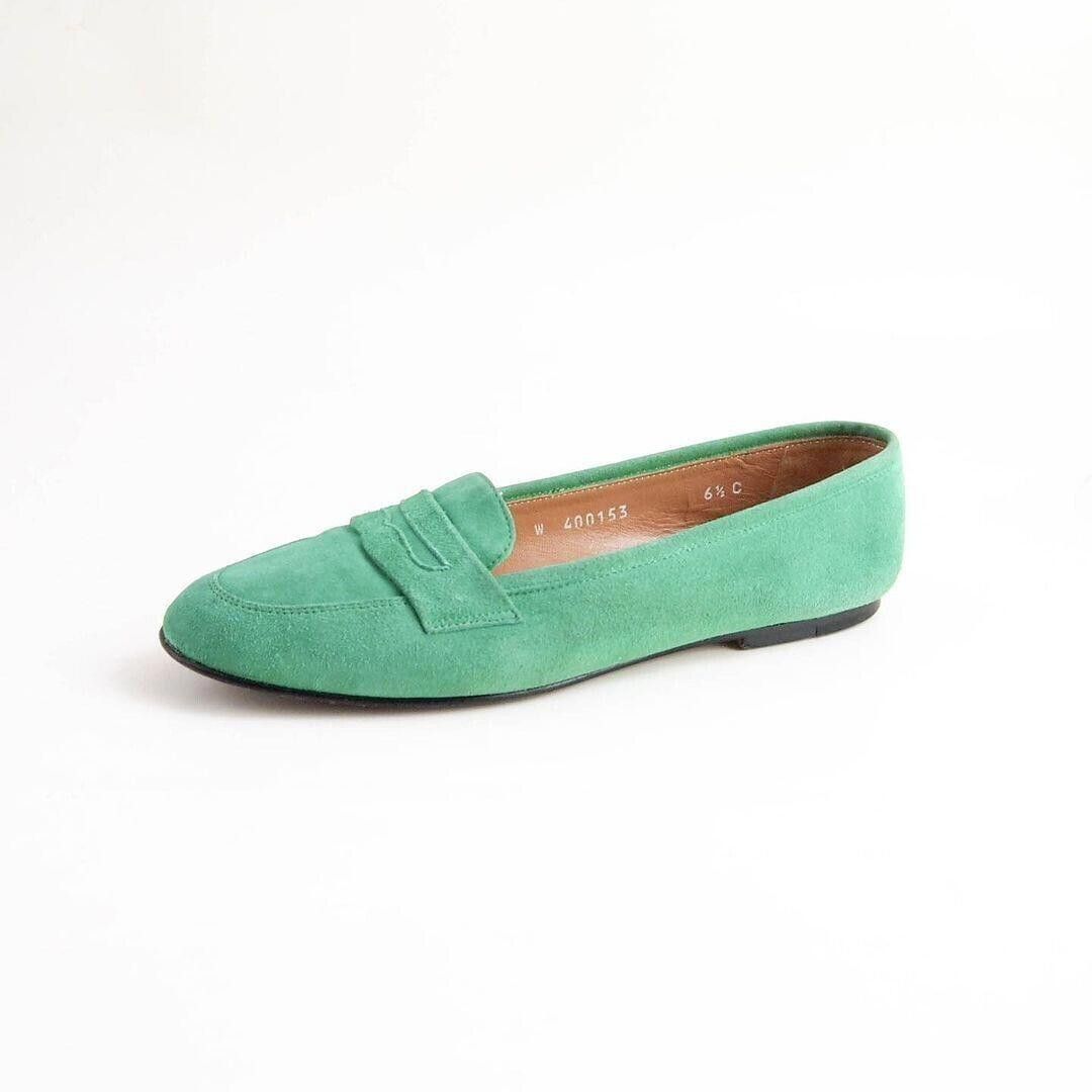 Ralph Lauren Penny Loafers Green Suede Womens EU 37 US C