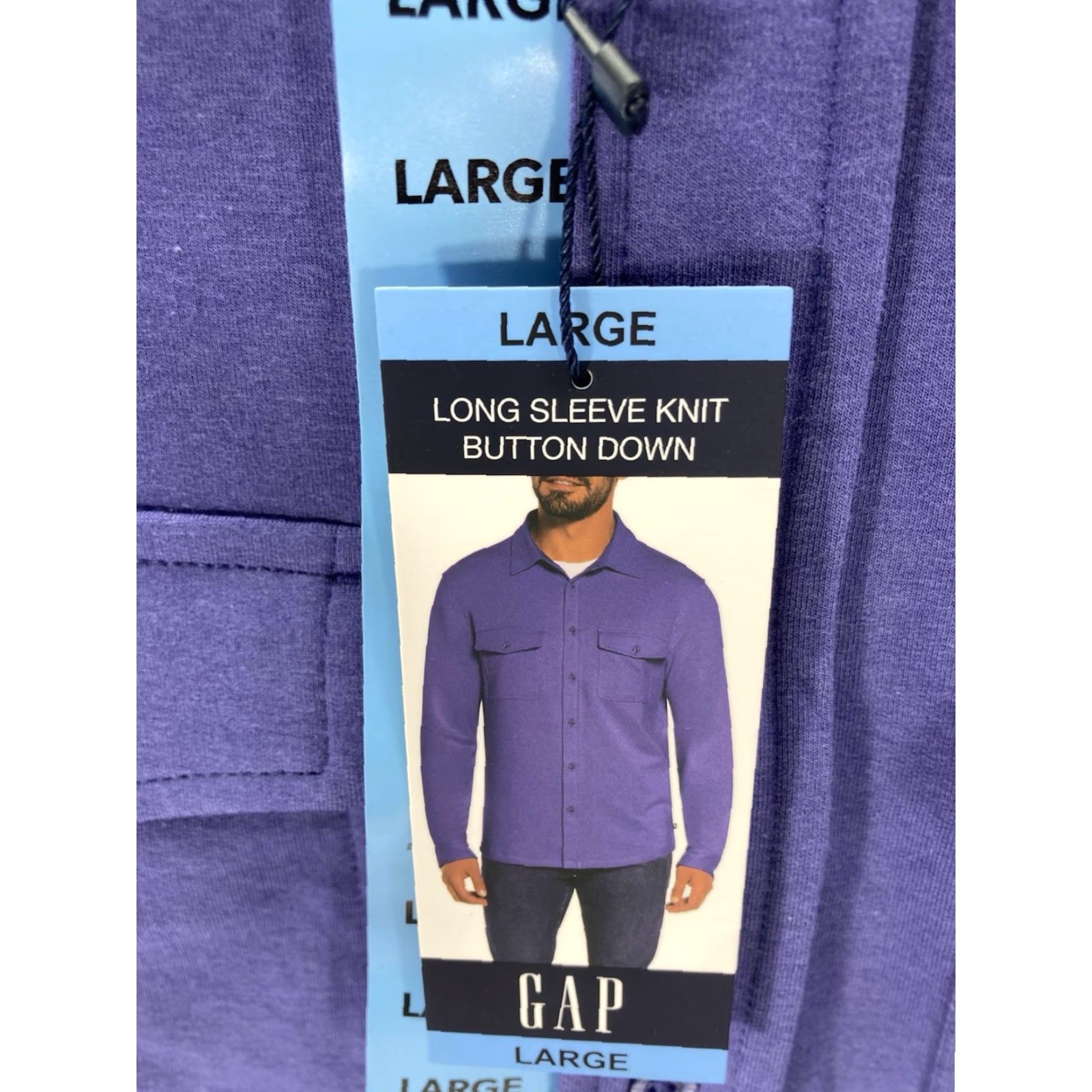 Gap Gap Knit Shirt Men L Blue Purple Button Long Sleeve Cotton Blend Stretch NWT Size US L / EU 52-54 / 3 - 4 Thumbnail