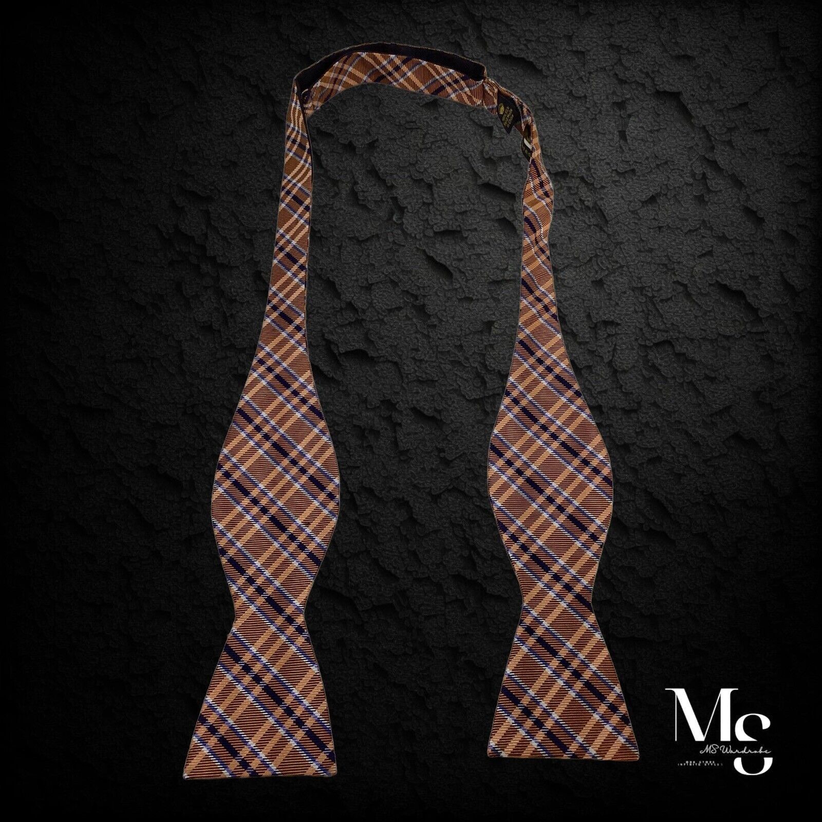 Countess Mara COUNTESS MARA Orange Plaids & Cheks Adjust Self Bow Tie Silk Size ONE SIZE - 2 Thumbnail