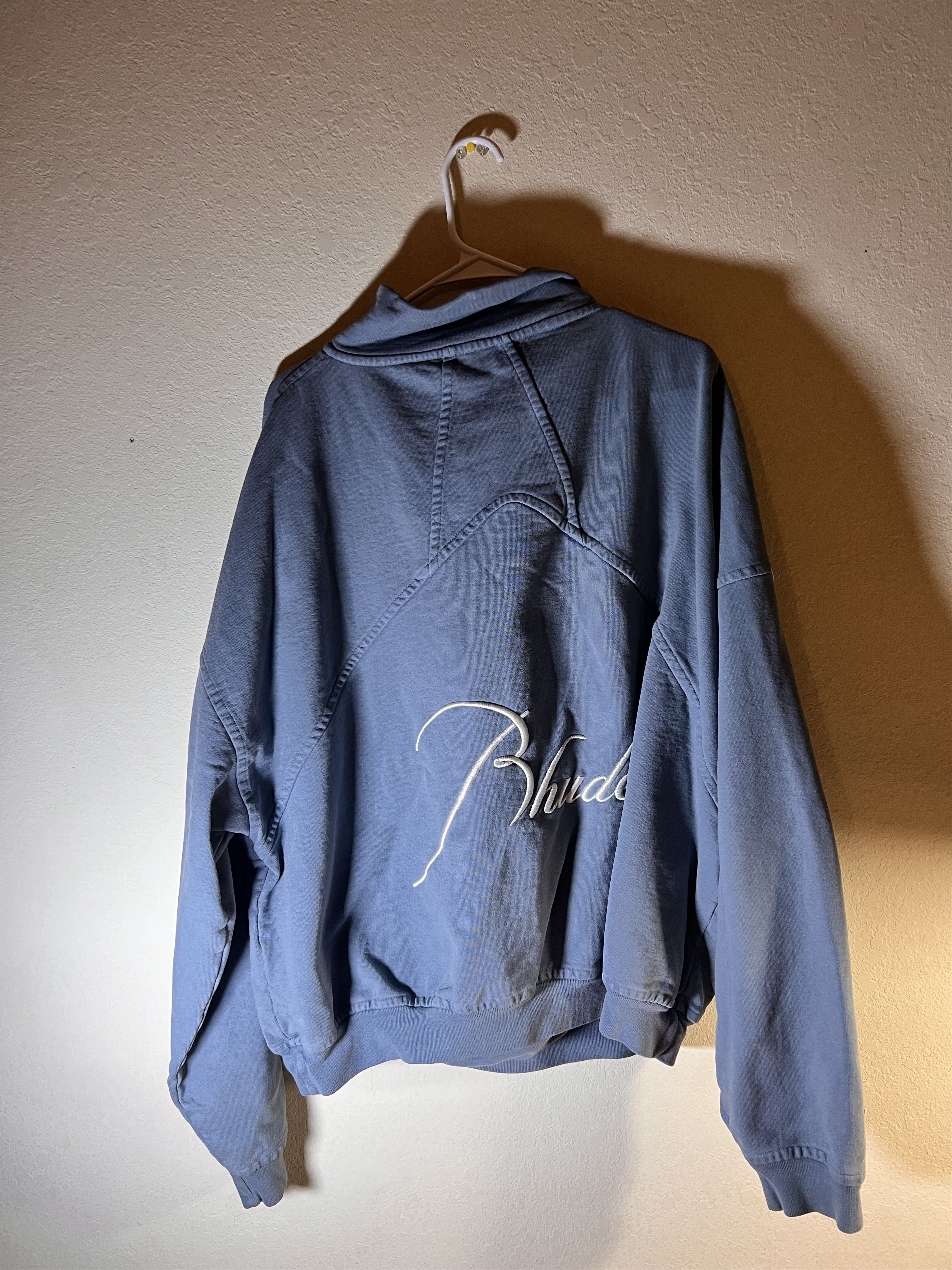 Rhude Rhude Men's US L Embroidered Quarter Zip Sweater Blue Size US L / EU 52-54 / 3 - 3 Thumbnail