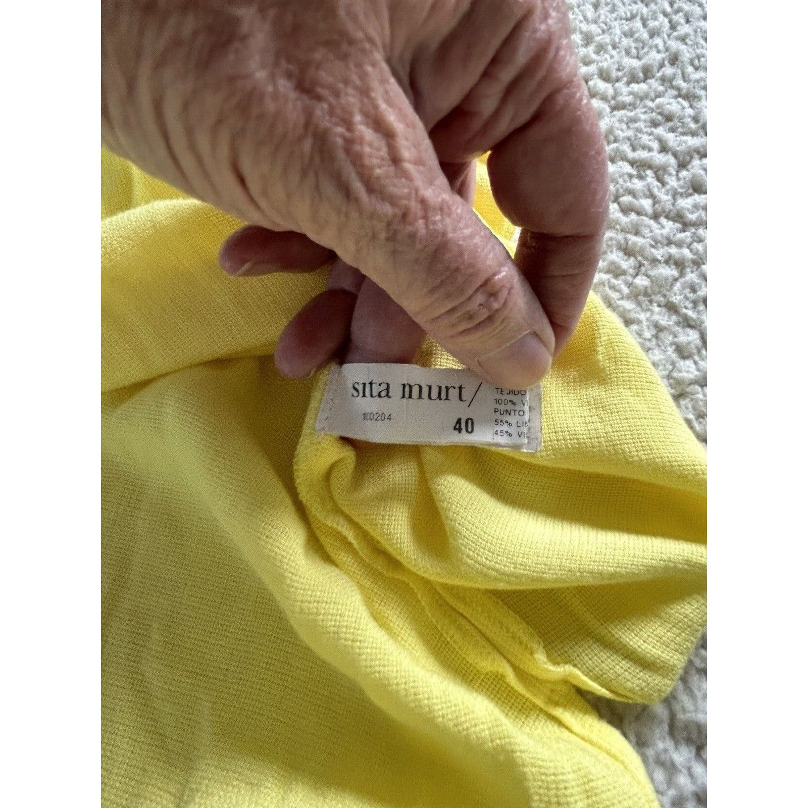 Sita Murt Yellow Linen Blend Button Front Drawstring Waist M