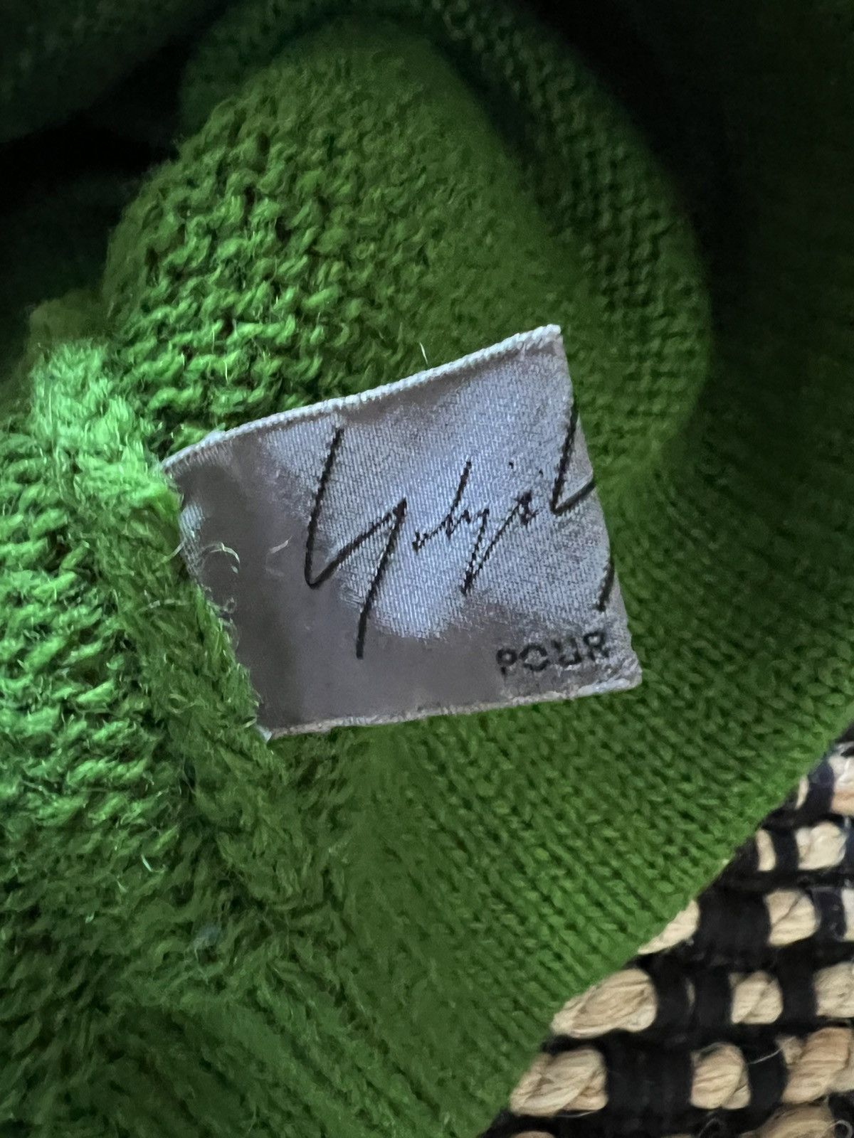 Yohji Yamamoto Yohji Yamamoto Pour Homme AW95 Green Floral Knit Beanie Size ONE SIZE - 3 Thumbnail