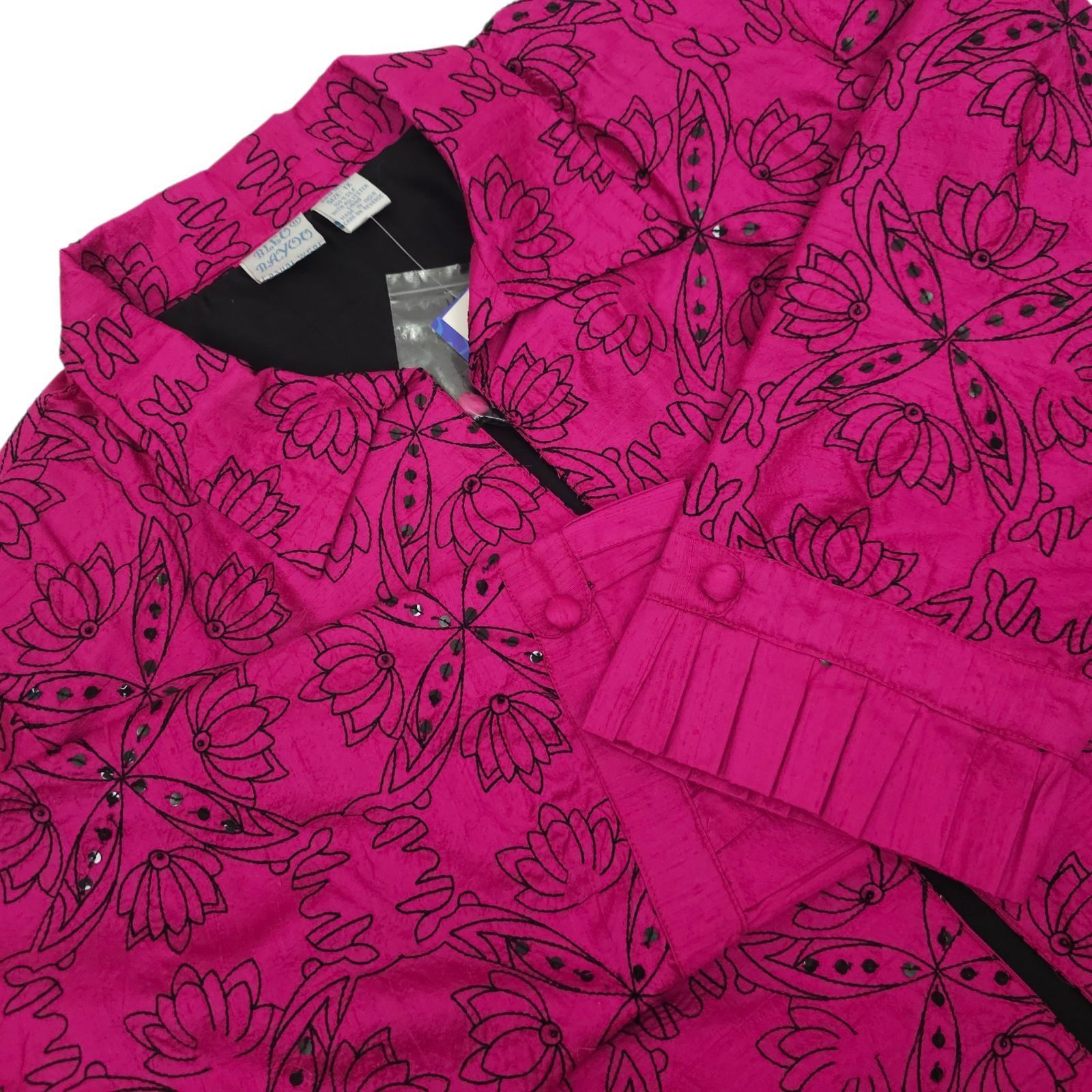 Other Bleu Bayou Pink Embroidered Sequin Jacket 1X Boho Y2K Artsy Size XXL / US 16-18 / IT 52-54 - 2 Thumbnail