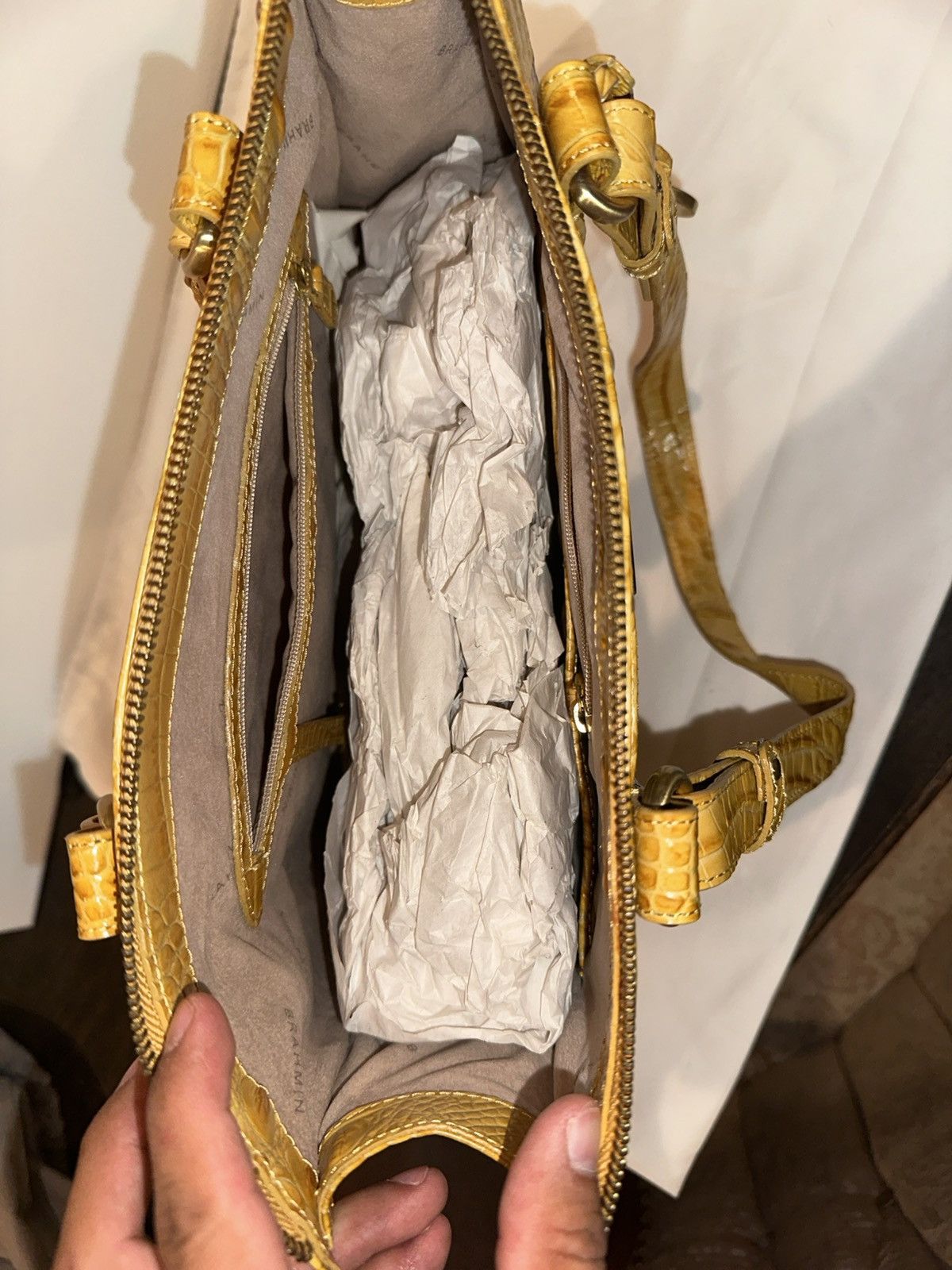 BRAHMIN Brahmin Anywhere Tote – Mustard Leather Tote NWT $325 MSRP Size ONE SIZE - 7 Thumbnail