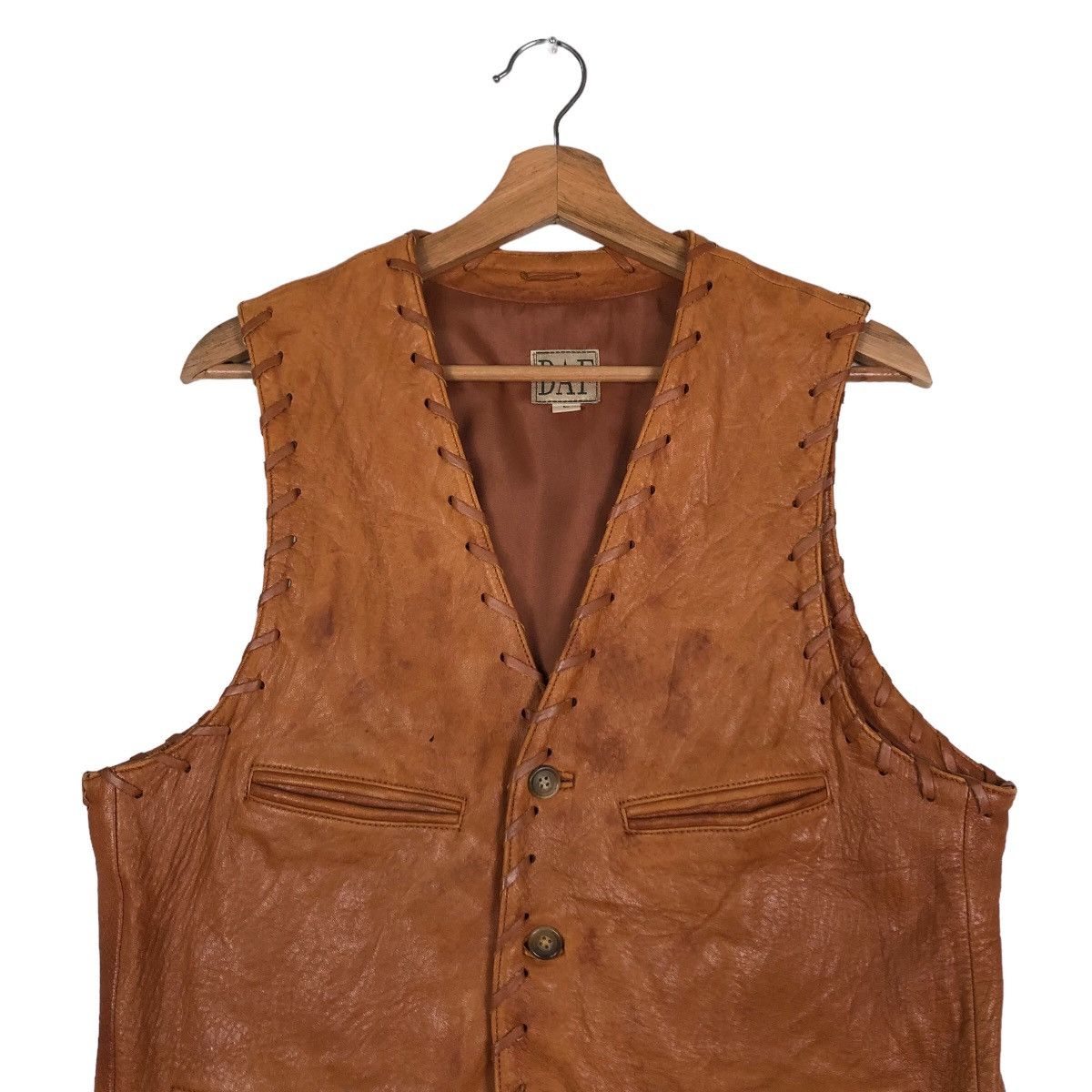 Genuine Leather 🔥Vintage Leather Biker Vest Jacket Daf Japan Issey Miyake Size US L / EU 52-54 / 3 - 3 Thumbnail