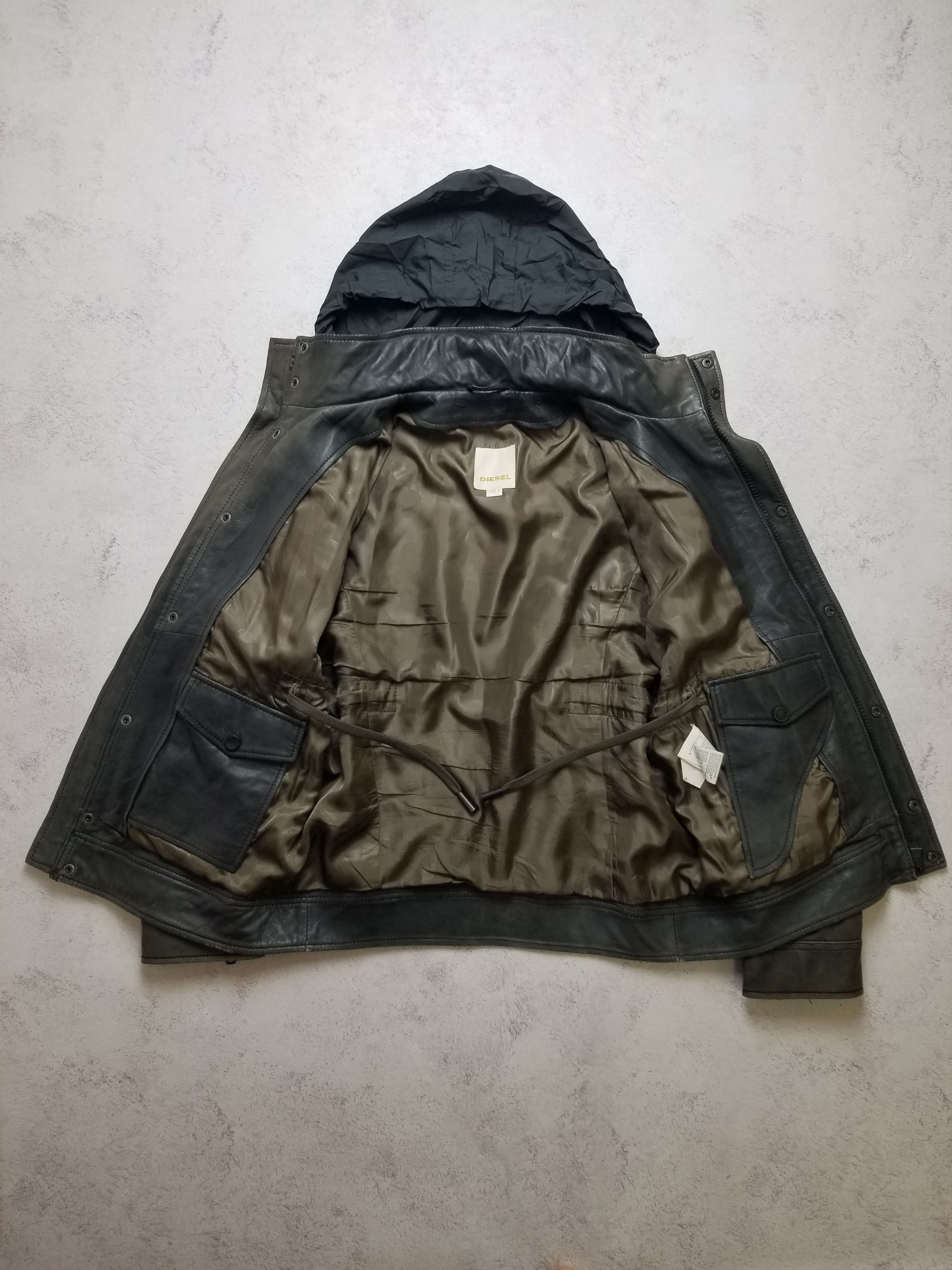 Diesel Diesel 100% Lamb Leather Biker Moto Style Hoodie Jacket Size US L / EU 52-54 / 3 - 4 Thumbnail