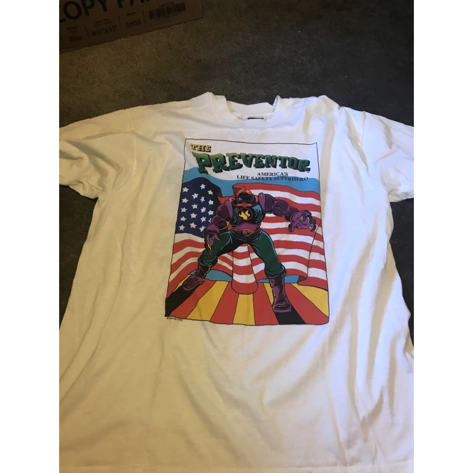 Fruit Of The Loom VINTAGE The Preventor 1993 Sweatshirt T-Shirt Set White L Men Graphic Print 90s USA Fish Animals Sports Friends Mouth? Size US L / EU 52-54 / 3 - 2 Thumbnail