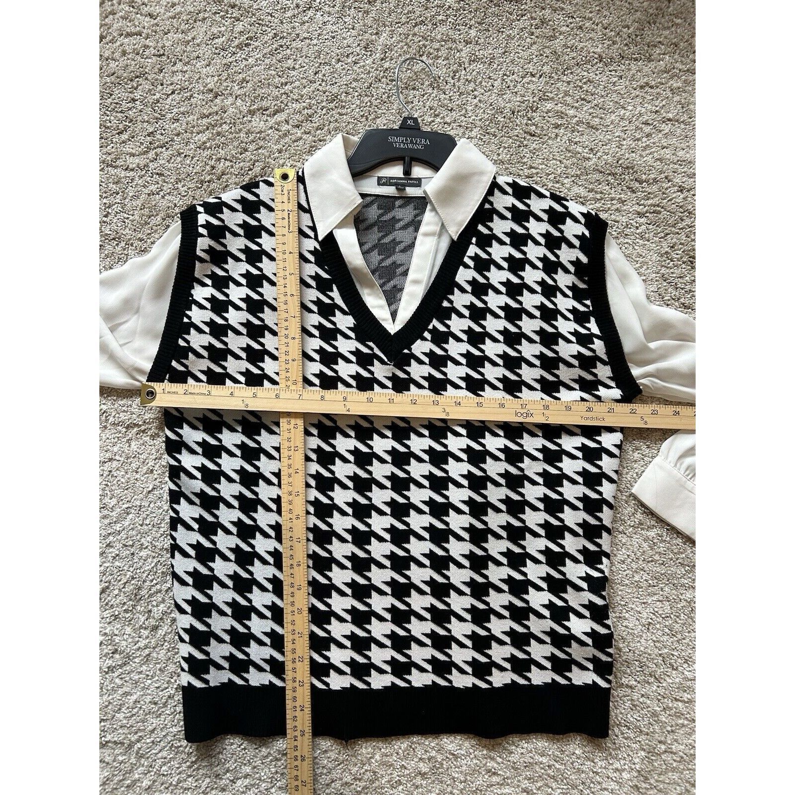 Other Adrianna Papell Top V-neck Sweater Vest Shirt Women's Hound Size L / US 10 / IT 46 - 7 Thumbnail