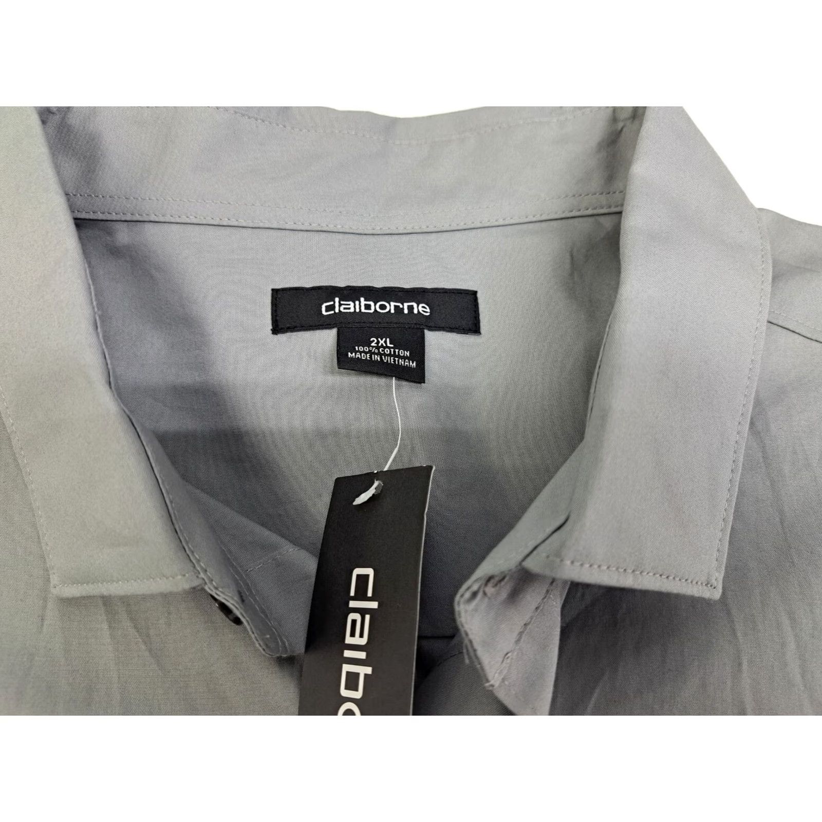 Liz Claiborne Liz Claiborne Shirt Men XXL Long Sleeve Button Up Cotton Grey Regular Collar Button Up 2XL Casual Formal Workwear NWT Size US XXL / EU 58 / 5 - 4 Thumbnail