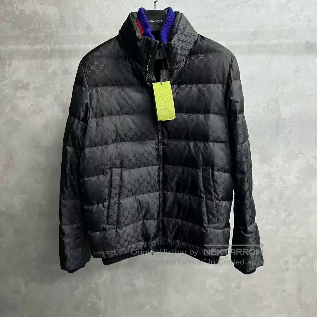 gucci black double G print zip-up jacket.