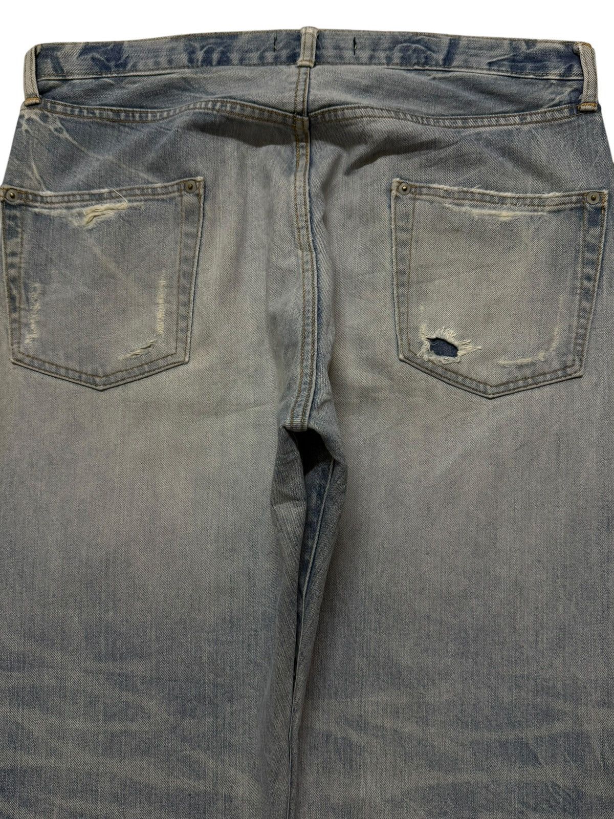 Kapital Vintage 90s Japanese Honeycomb Bleached Distressed Wide Leg Size US 34 / EU 50 - 4 Thumbnail
