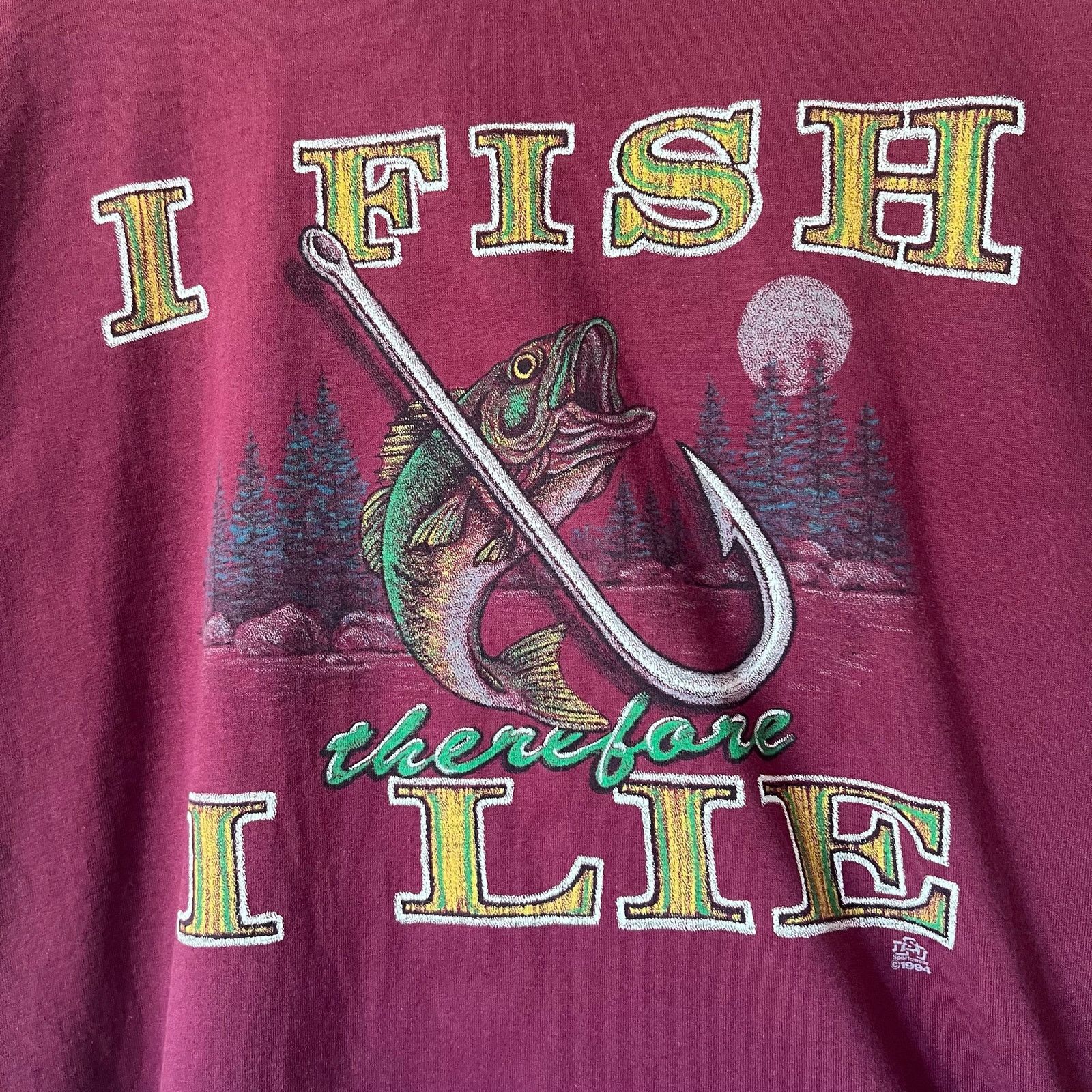 Vintage 90s Fishing Humor Tee | "I Fish Therefore I Lie" | Size L Size US L / EU 52-54 / 3 - 5 Thumbnail