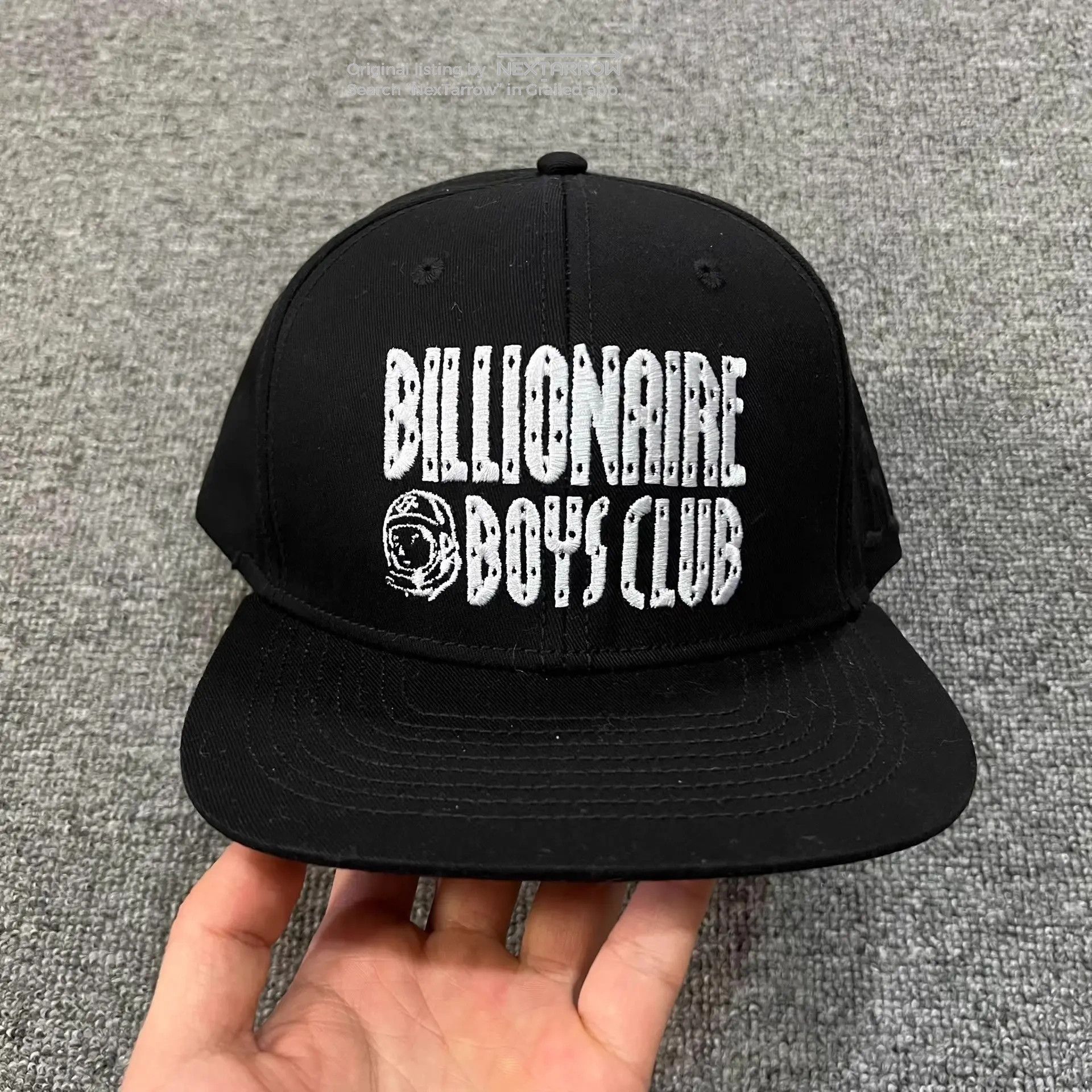 Bbc Classic Embroidered Logo Flat Brim Baseball Cap Q7 in Black, Men's — image 2 of 6